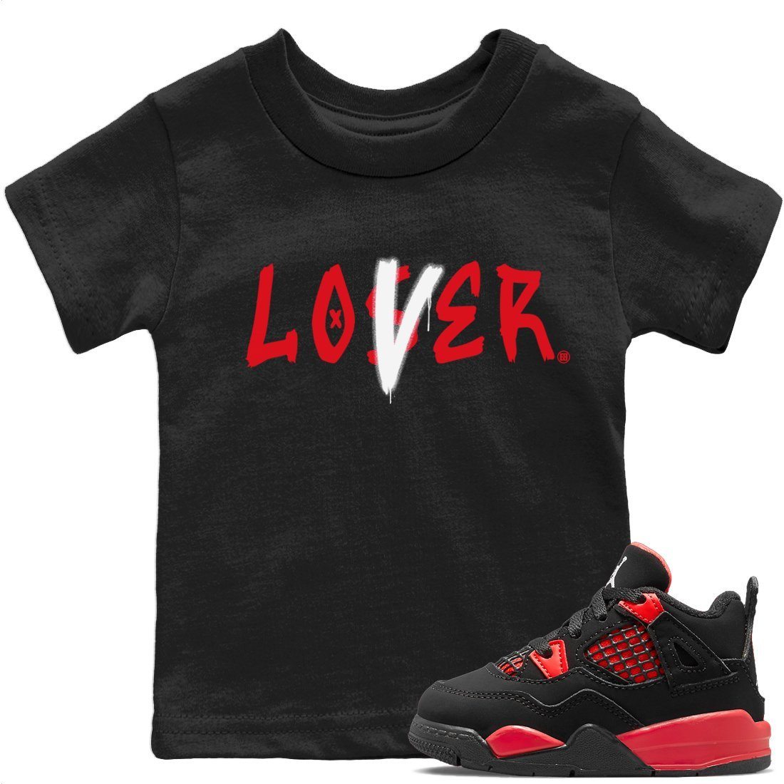 Loser Lover Kids Tops - Air Jordan 4 Red Thunder