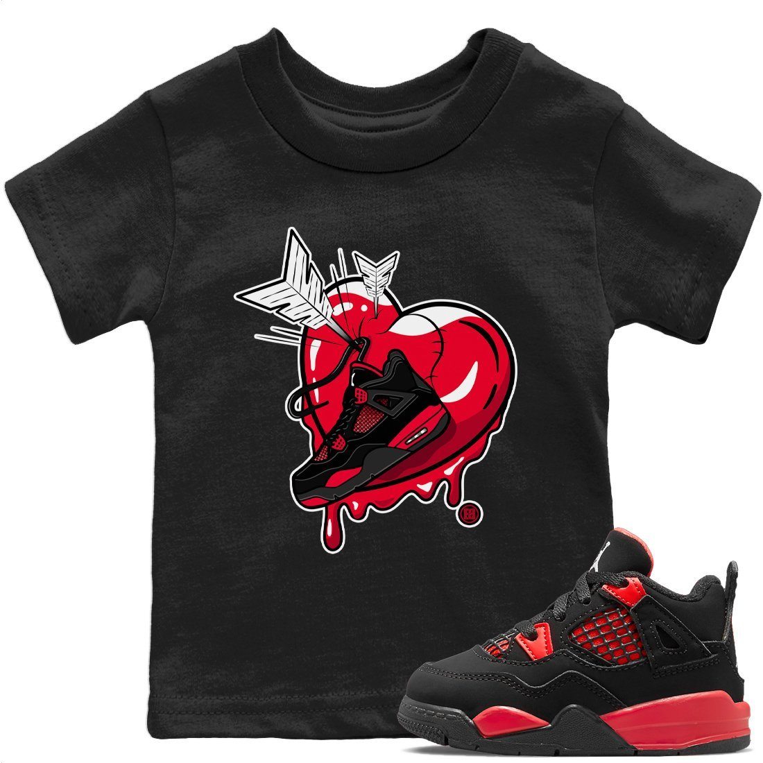 Mad In Love Kids Tops - Air Jordan 4 Red Thunder