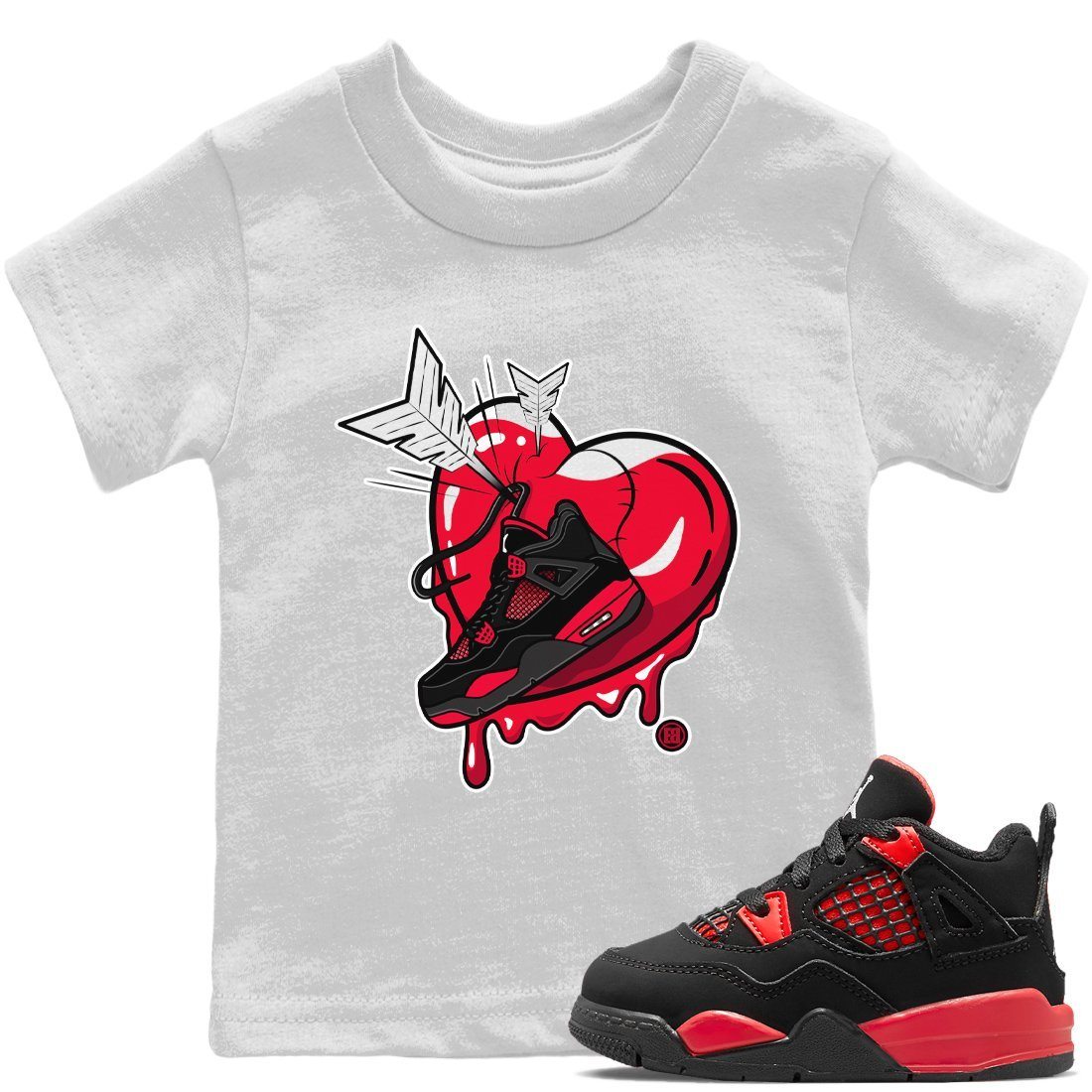 Mad In Love Kids Tops - Air Jordan 4 Red Thunder