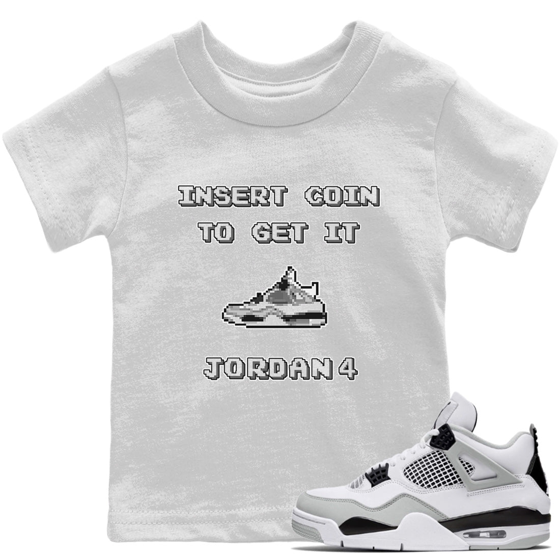 Insert Coin Kids Tops - Air Jordan 4 Military Black