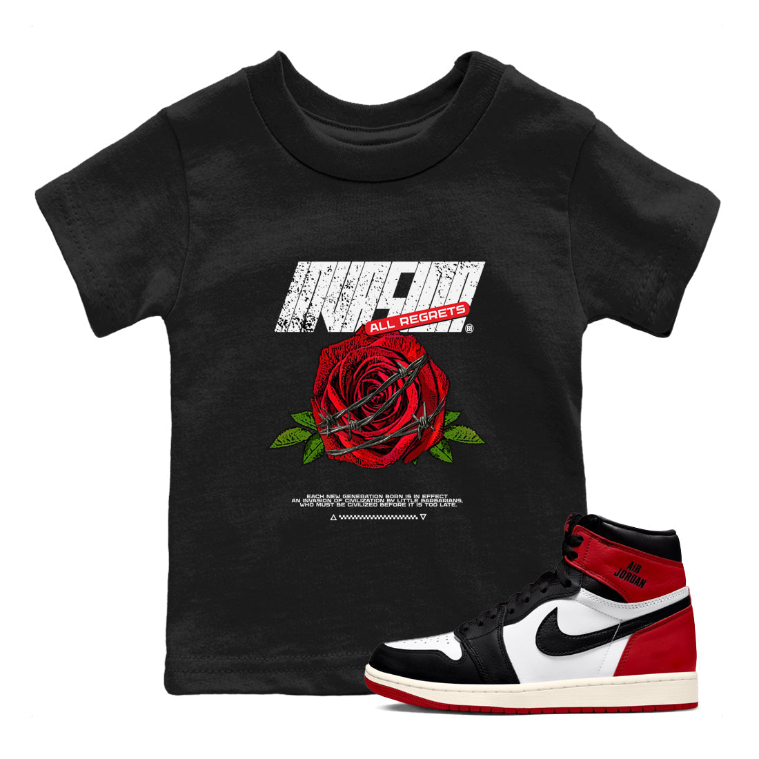 Invasions snkmatch Tees Kids - Air Jordan 1 Black Toe Reimagined