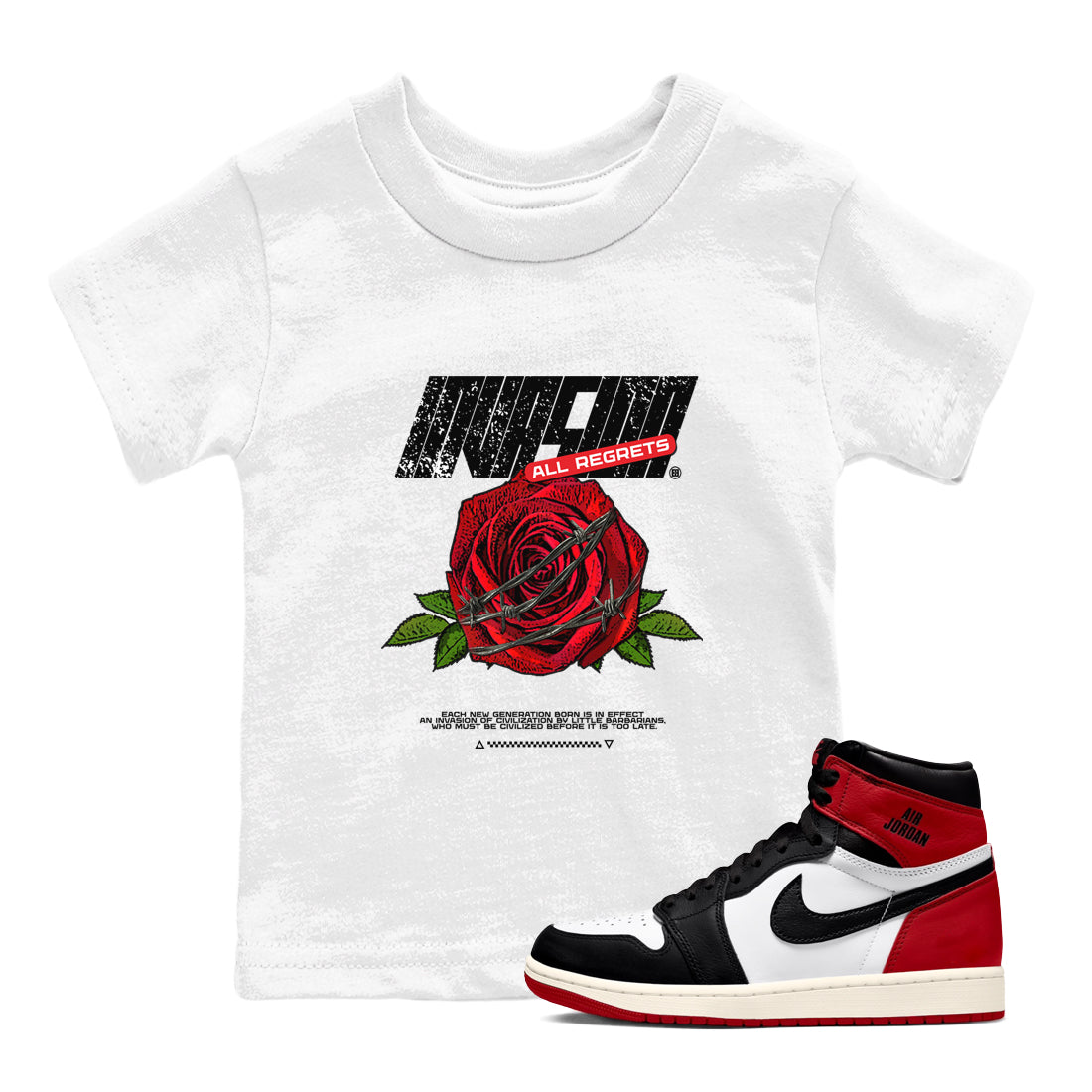 Invasions snkmatch Tees Kids - Air Jordan 1 Black Toe Reimagined