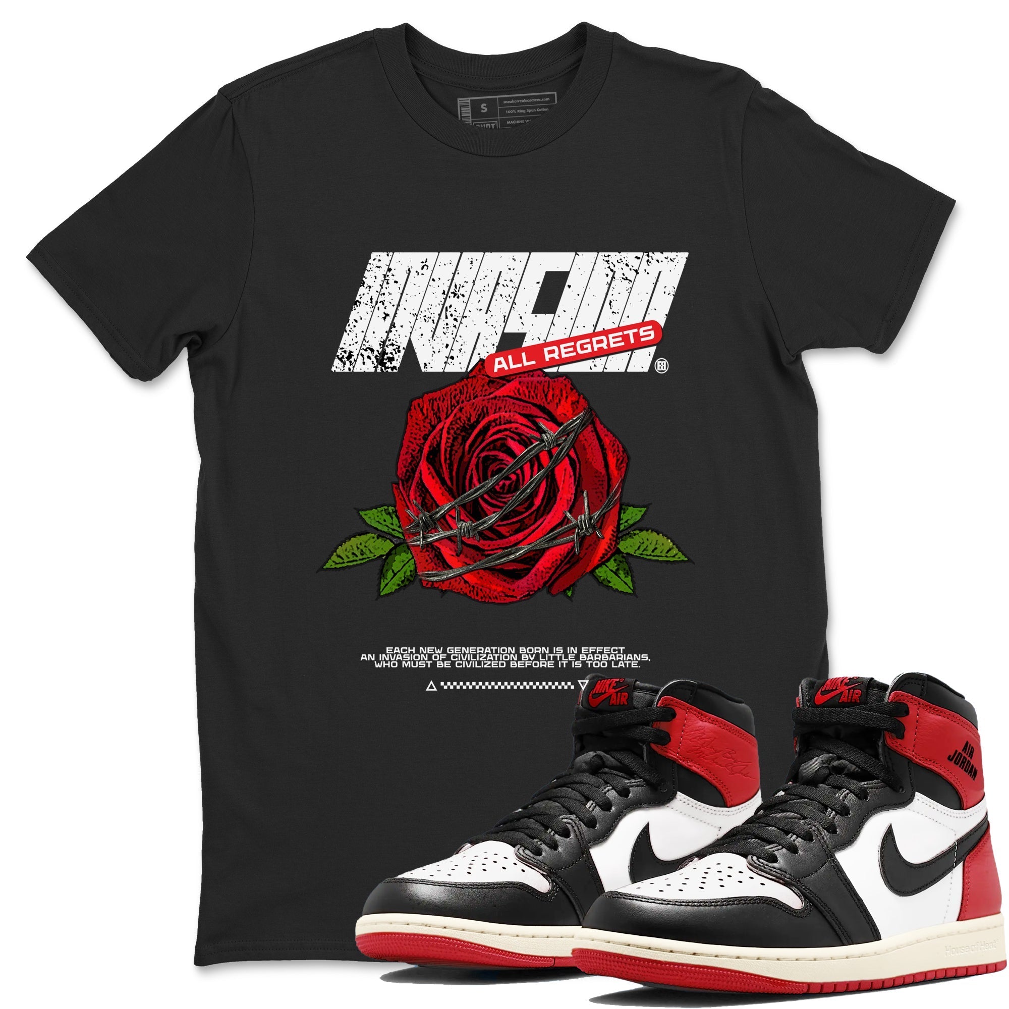 Invasions snkmatch Tees - Air Jordan 1 Black Toe Reimagined