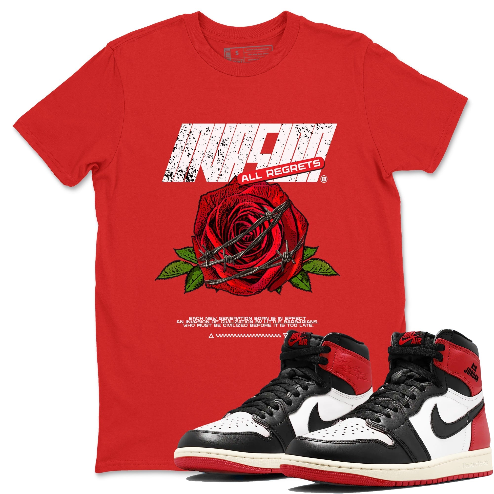 Invasions snkmatch Tees - Air Jordan 1 Black Toe Reimagined