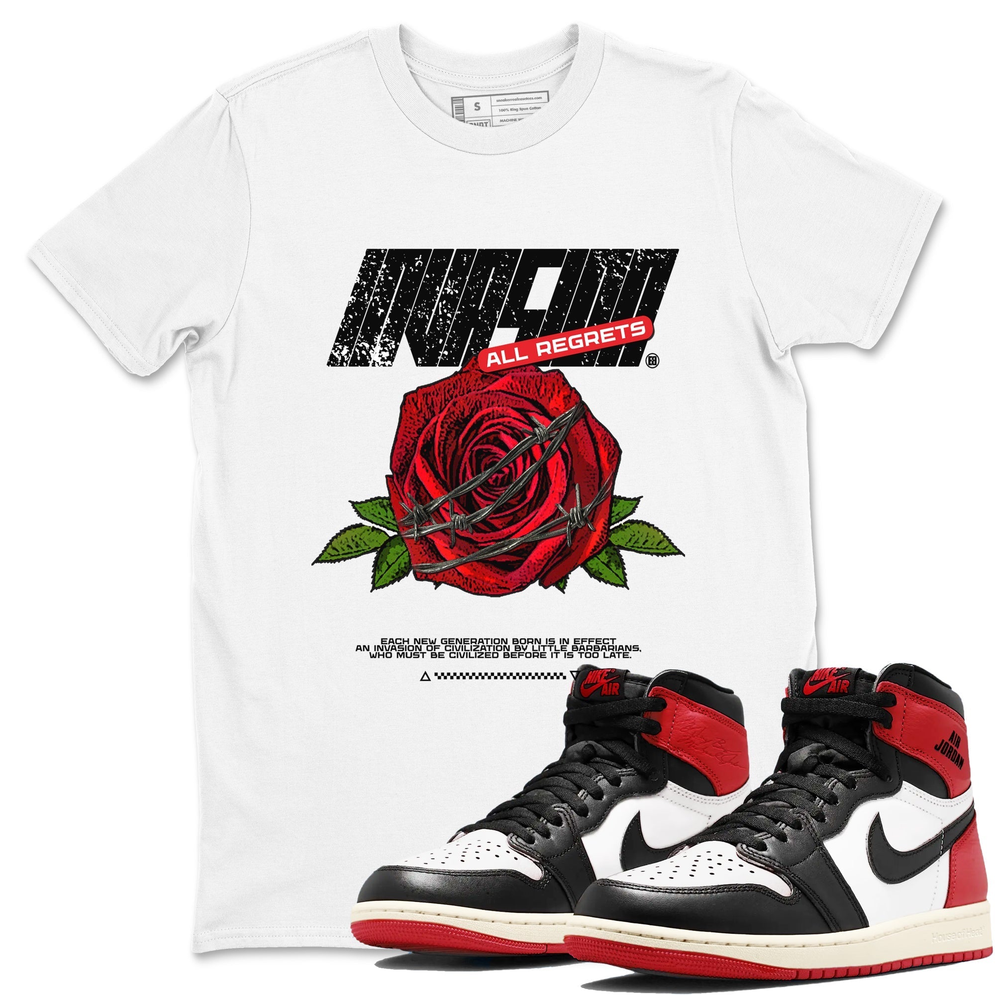 Invasions snkmatch Tees - Air Jordan 1 Black Toe Reimagined
