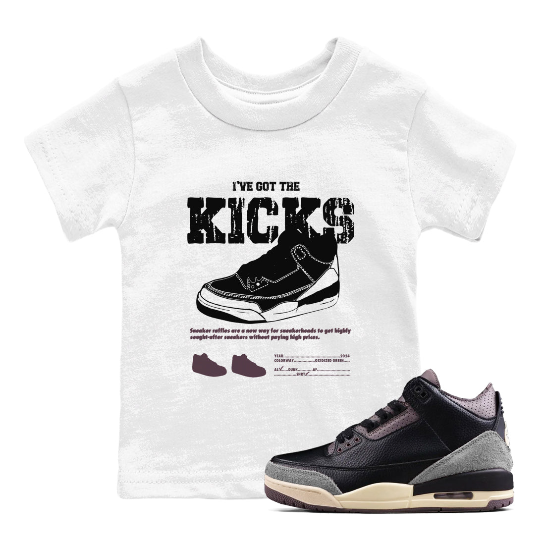 I've Got The Kicks snkmatch Tees Kids - Air Jordan 3 A Ma Maniere x Black