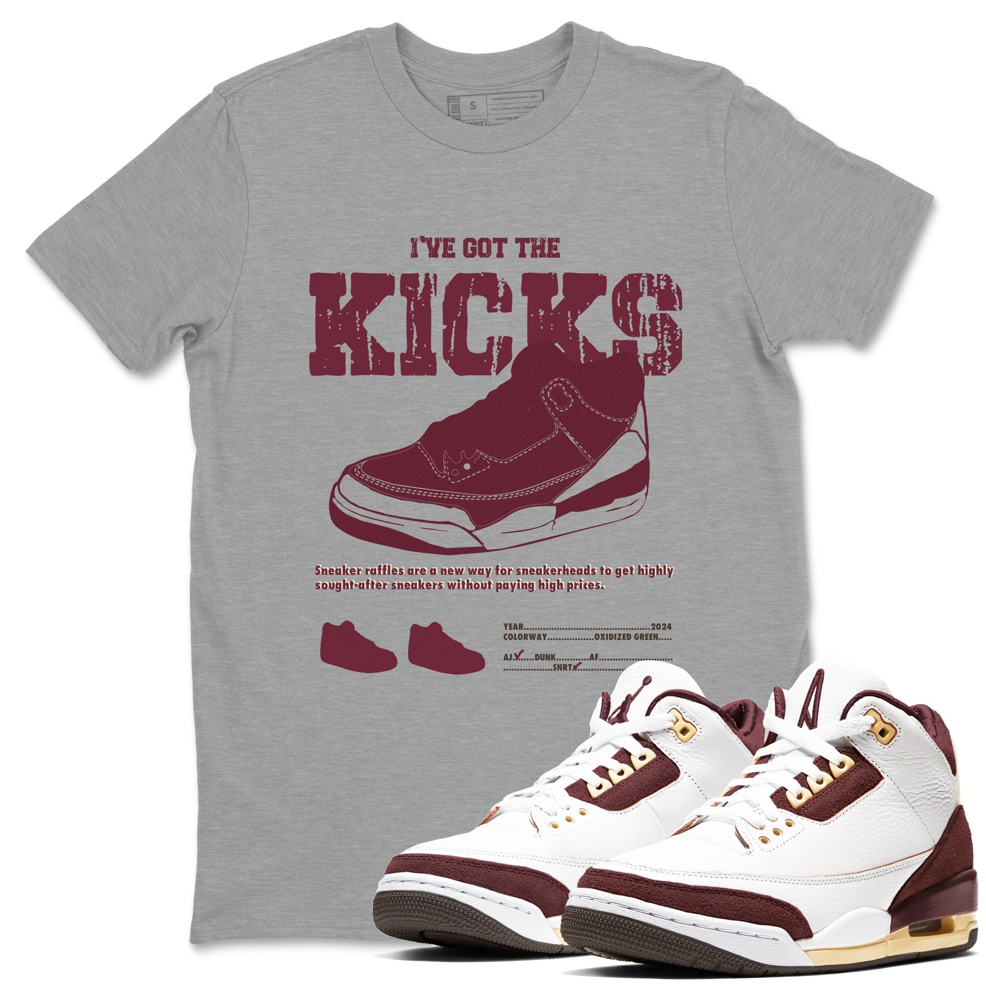 I've Got The Kicks snkmatch Tees - Air Jordan 3 A Ma Maniere x Burgundy Crush