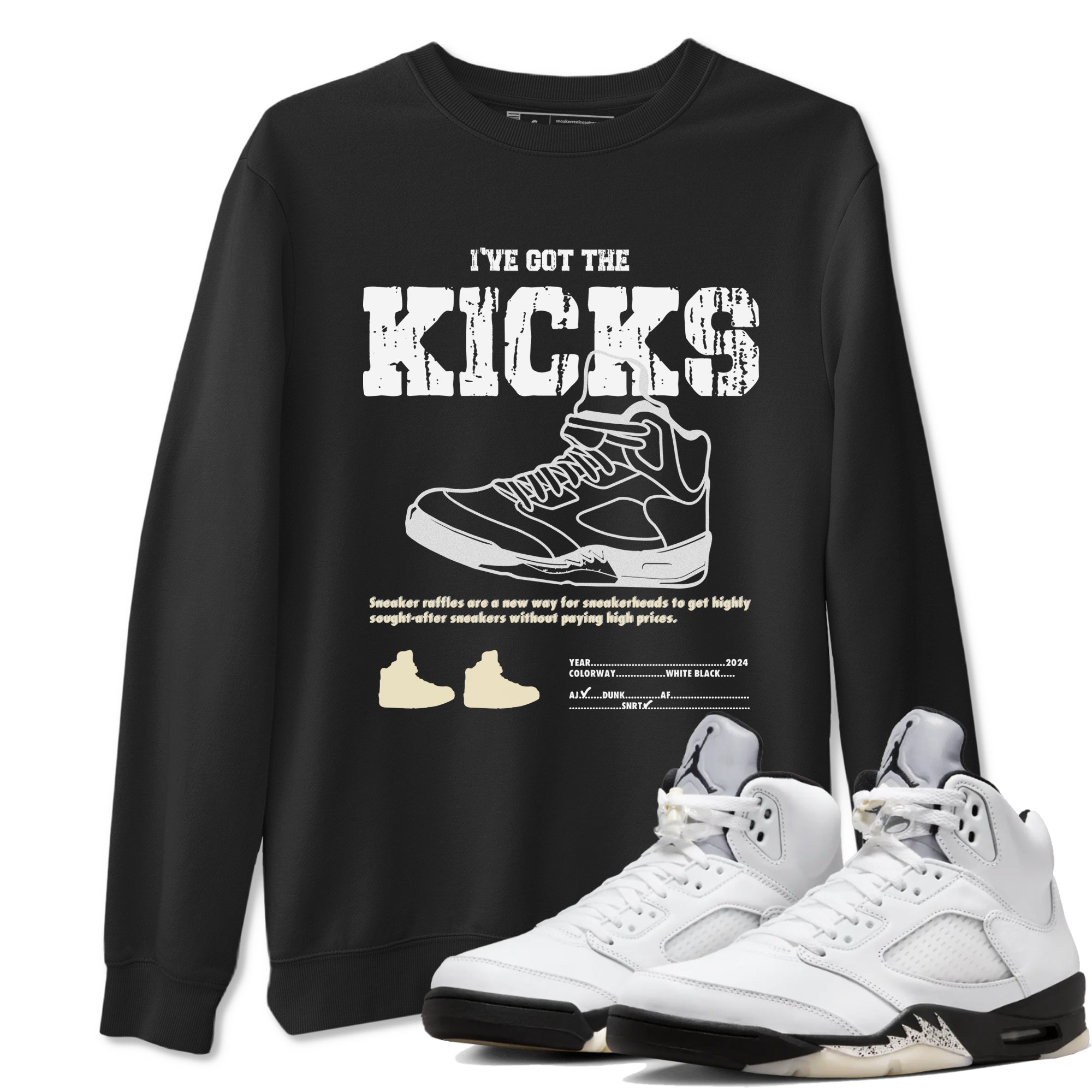 I've Got The Kicks snkmatch Tees - Air Jordan 5 White Black