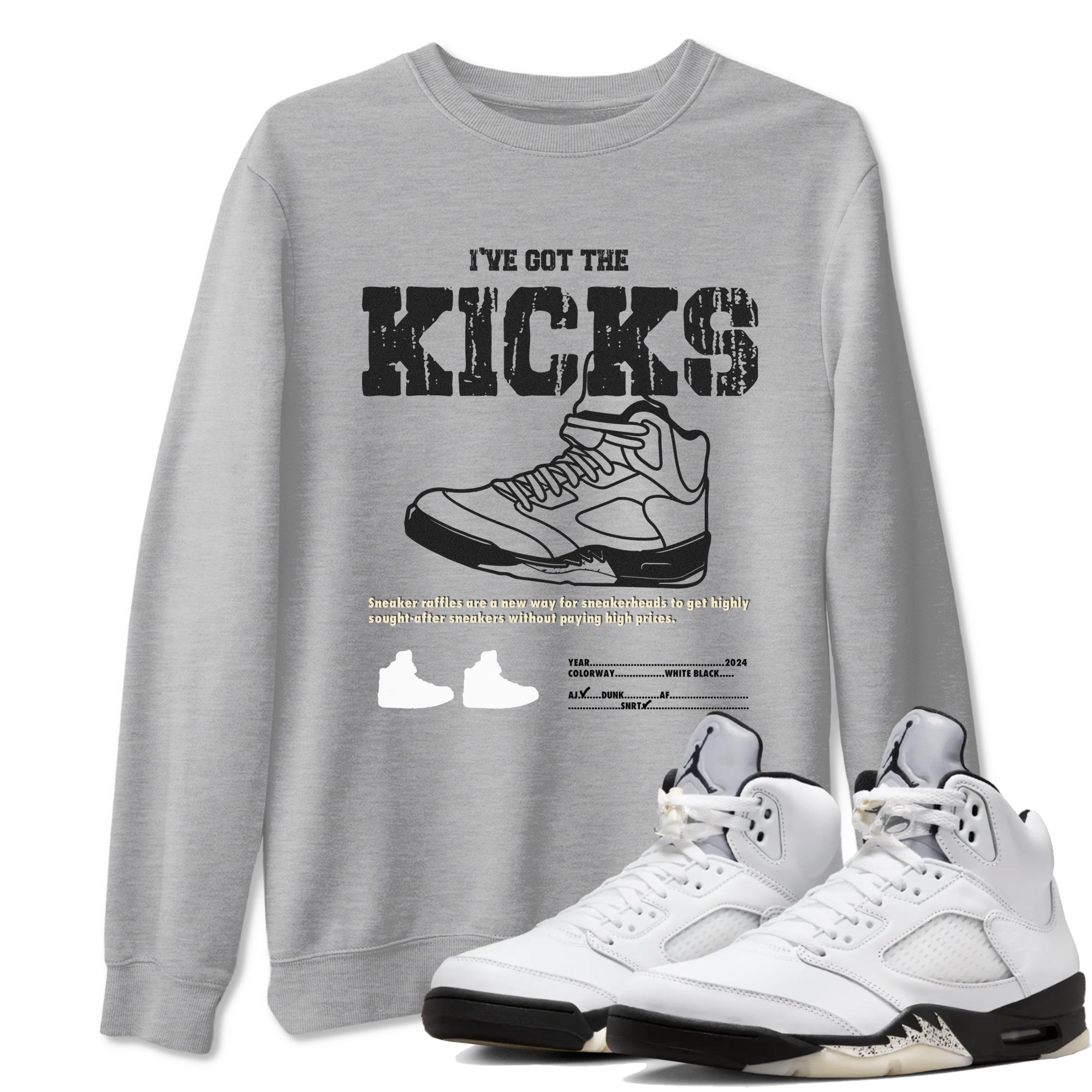 I've Got The Kicks snkmatch Tees - Air Jordan 5 White Black