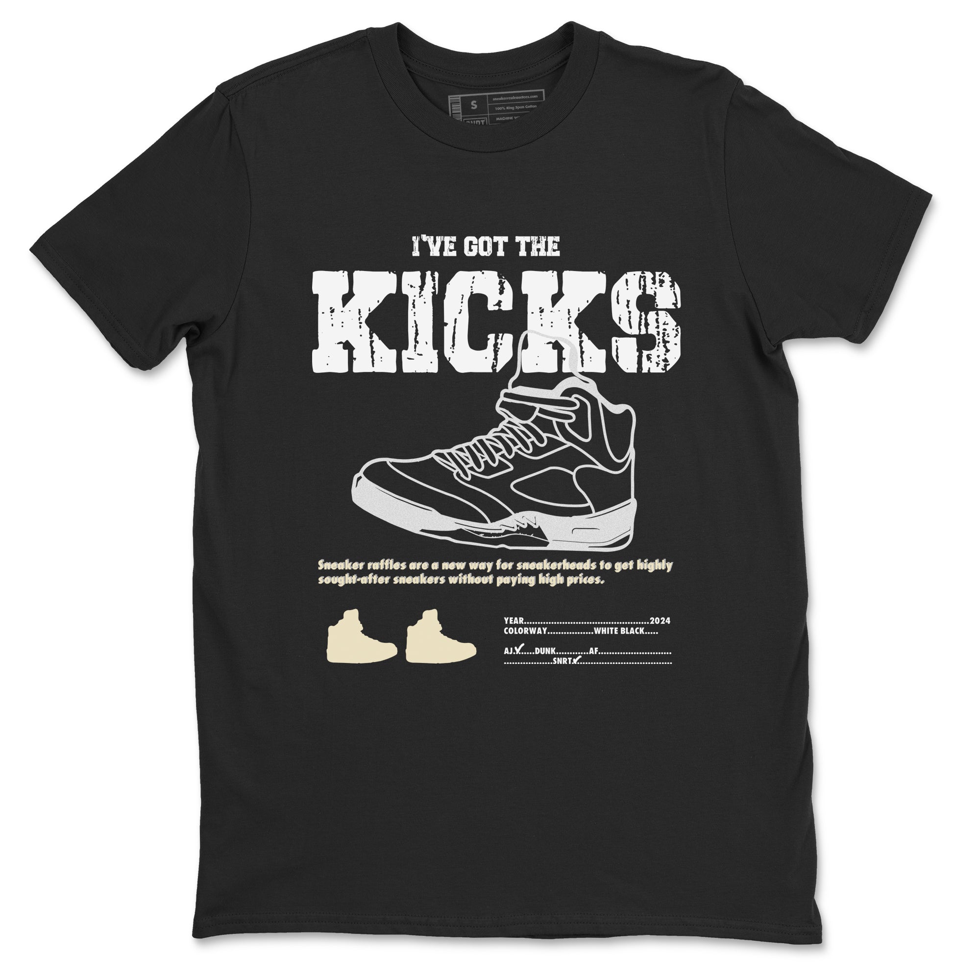 I've Got The Kicks snkmatch Tees - Air Jordan 5 White Black