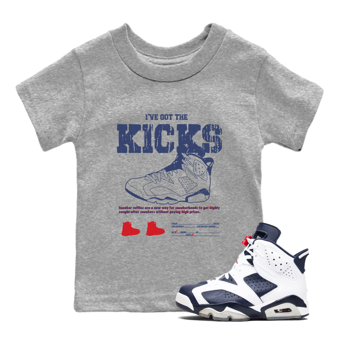 I've Got The Kicks snkmatch Tees Kids - Air Jordan 6 White And Midnight Navy