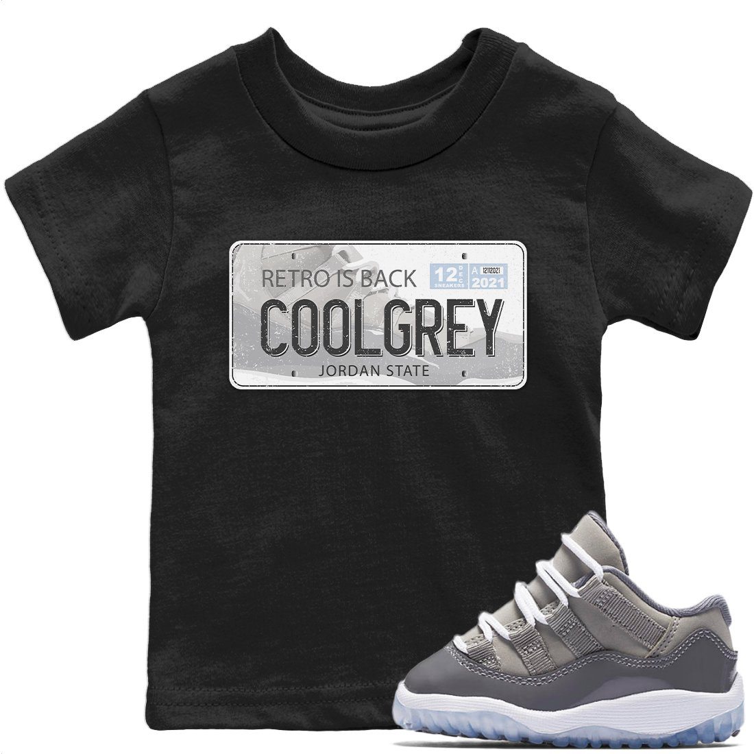 Jordan Plate Kids Tops - Air Jordan 11 Cool Grey
