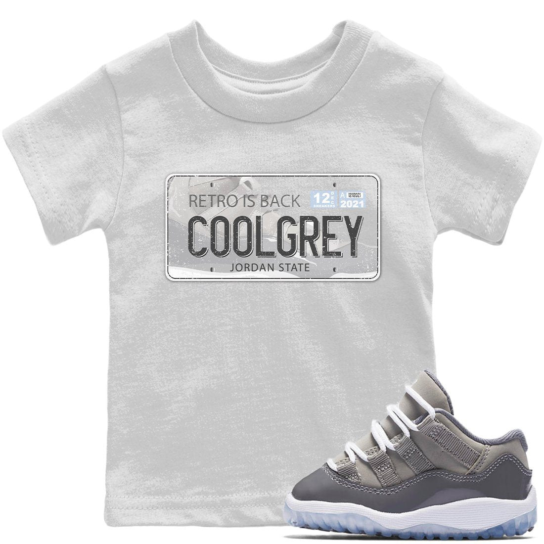Jordan Plate Kids Tops - Air Jordan 11 Cool Grey