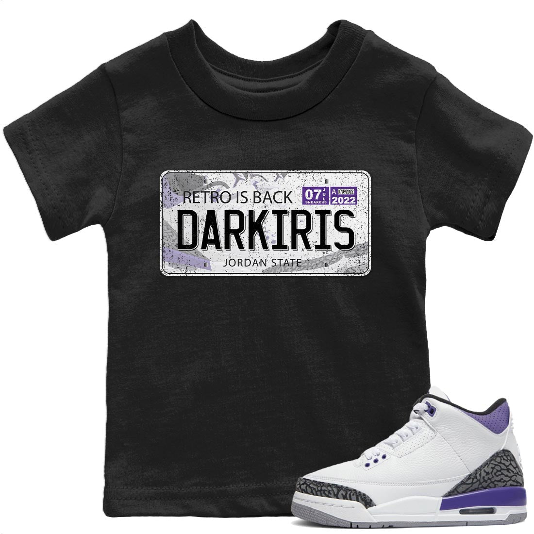 Jordan Plate Kids Tops - Air Jordan 3 Dark Iris