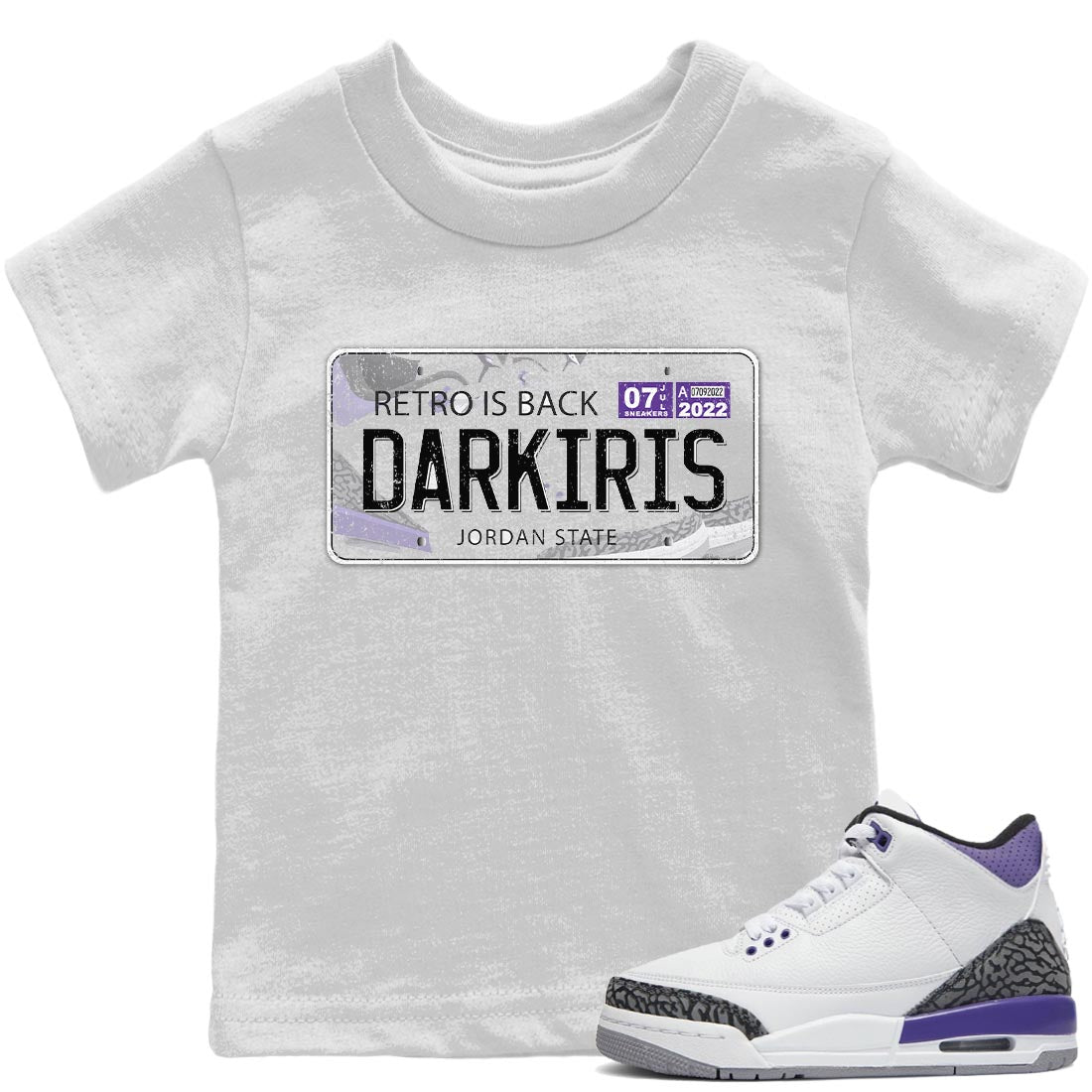 Jordan Plate Kids Tops - Air Jordan 3 Dark Iris