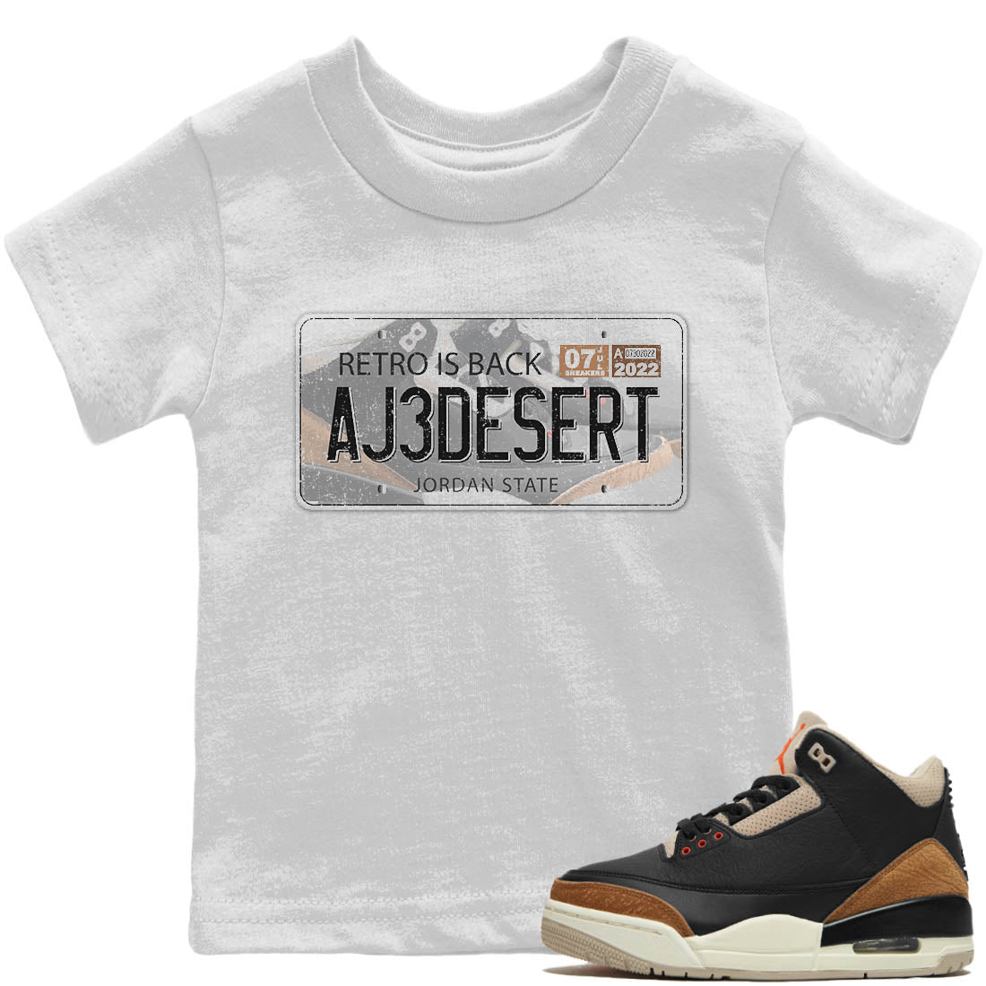 Jordan Plate Kids Tops - Air Jordan 3 Desert Elephant