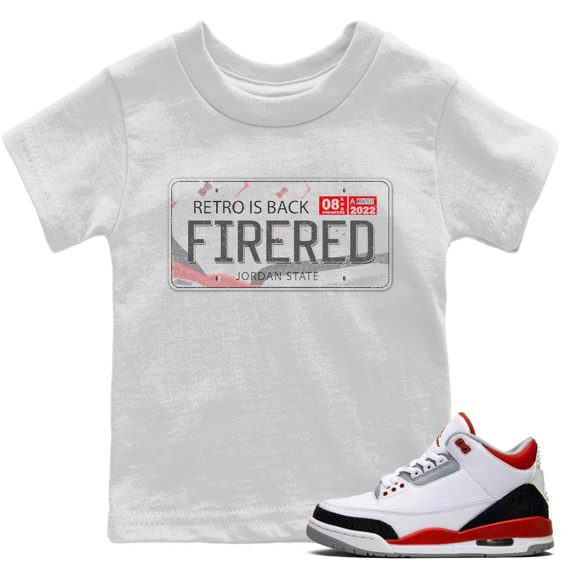 Jordan Plate Kids Tops - Air Jordan 3 Fire Red