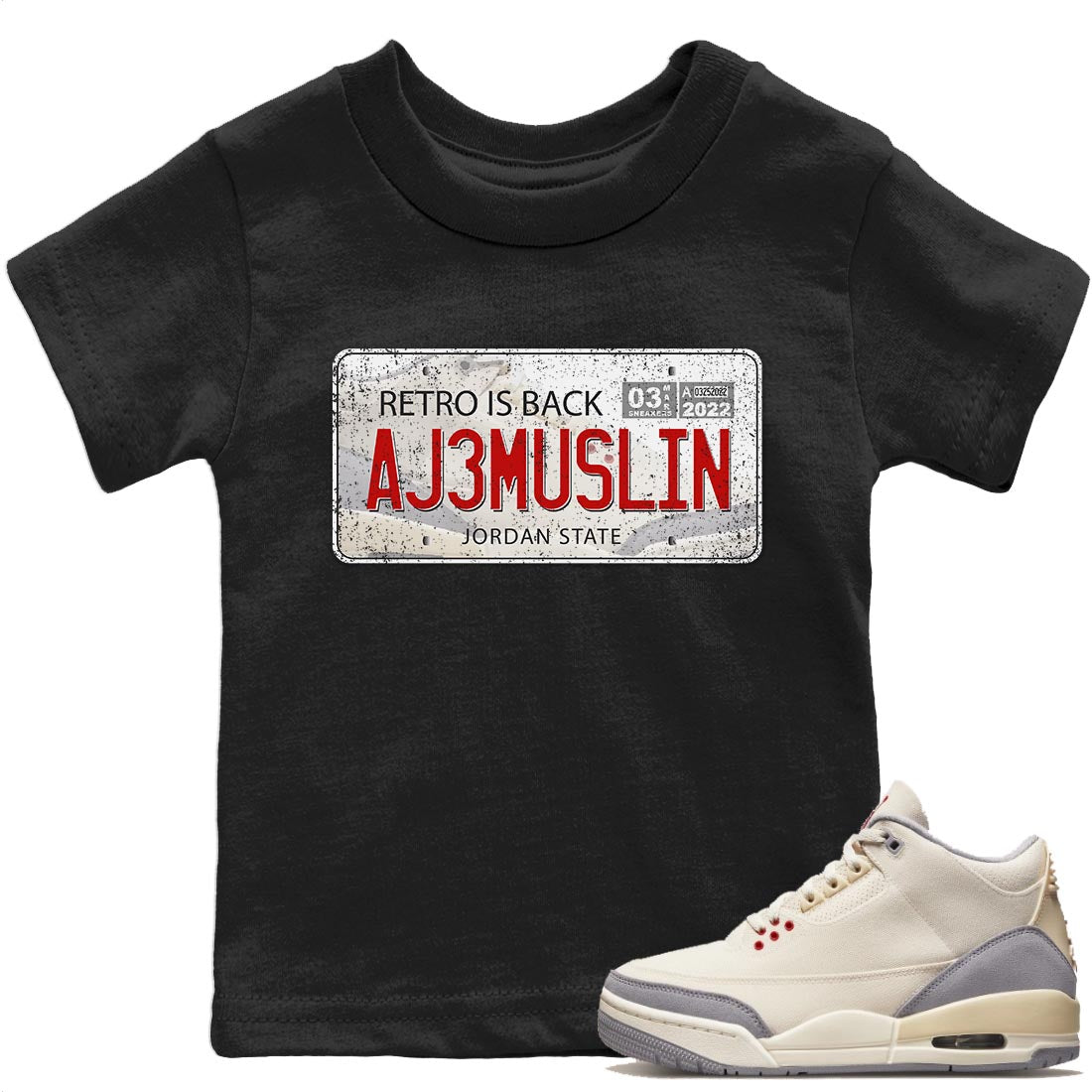 Jordan Plate Kids Tops - Air Jordan 3 Muslin