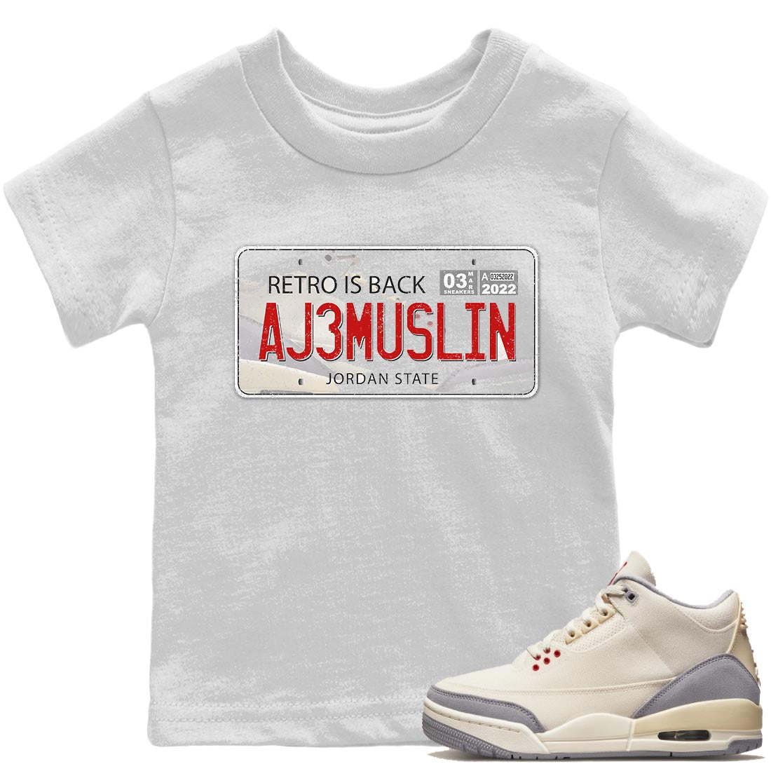 Jordan Plate Kids Tops - Air Jordan 3 Muslin
