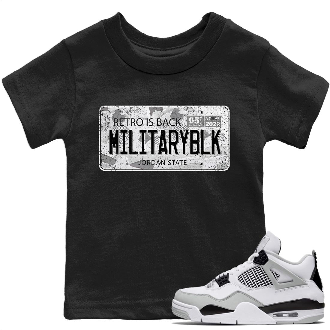 Jordan Plate Kids Tops - Air Jordan 4 Military Black