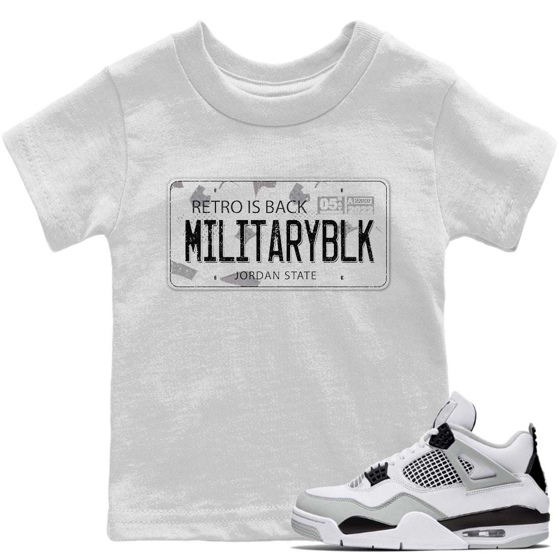 Jordan Plate Kids Tops - Air Jordan 4 Military Black