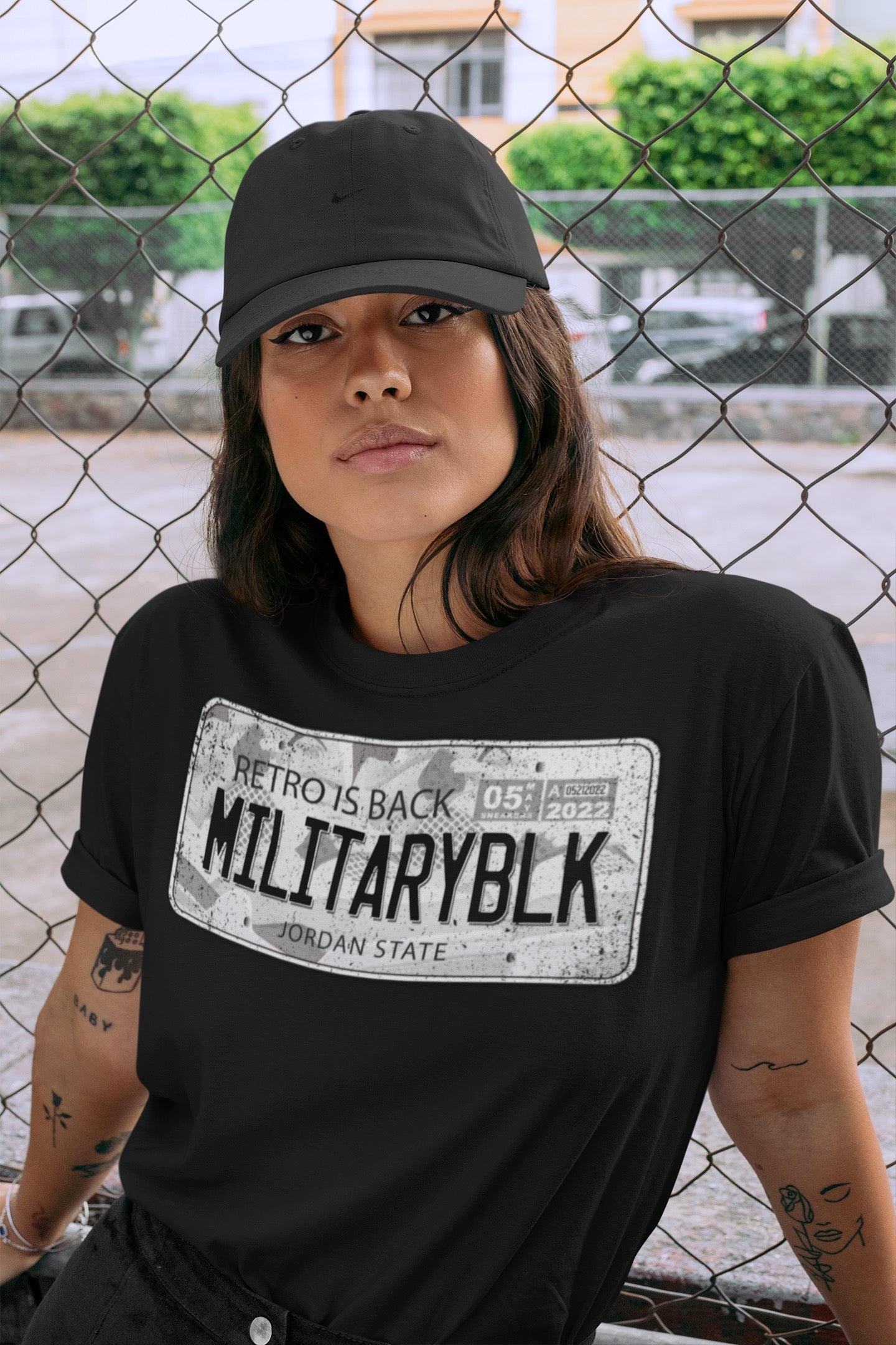 Jordan Plate Unisex Tops - Air Jordan 4 Military Black