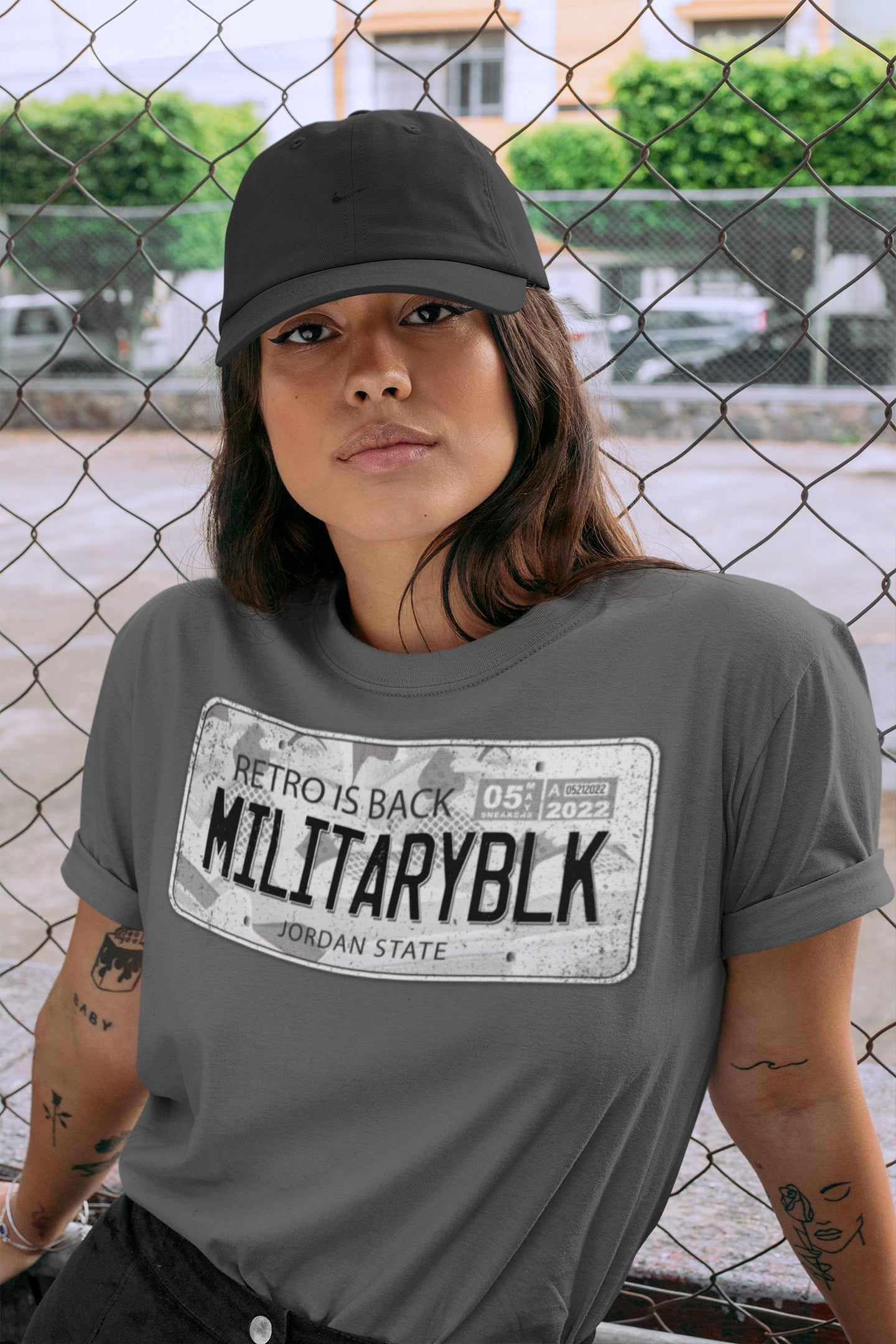 Jordan Plate Unisex Tops - Air Jordan 4 Military Black