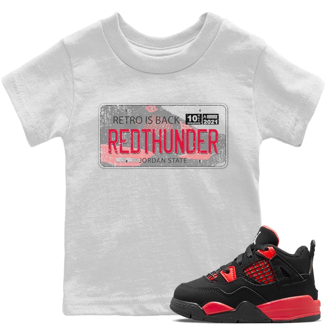 Jordan Plate Kids Tops - Air Jordan 4 Red Thunder