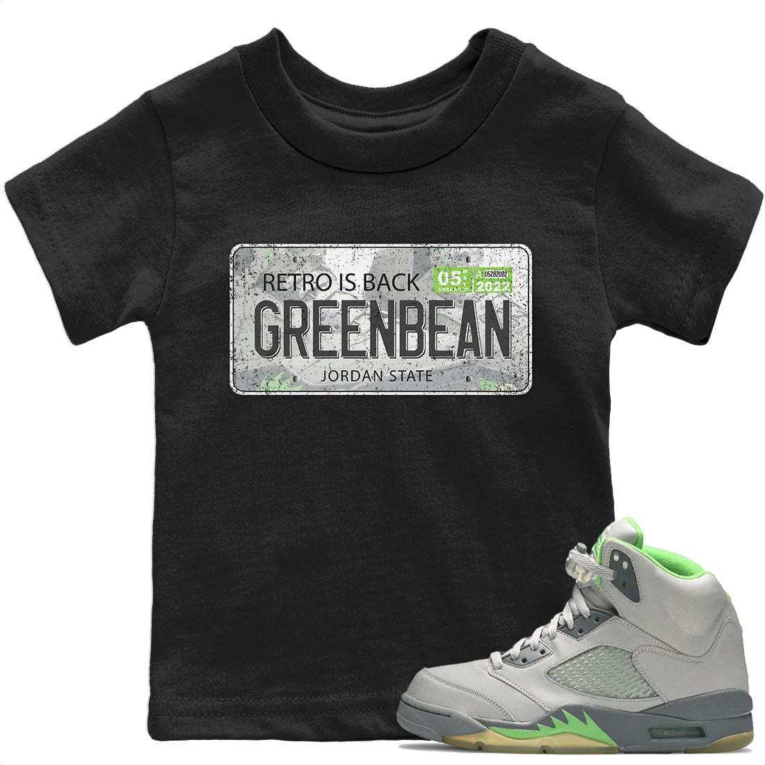 Jordan Plate Kids Tops - Air Jordan 5 Green Bean