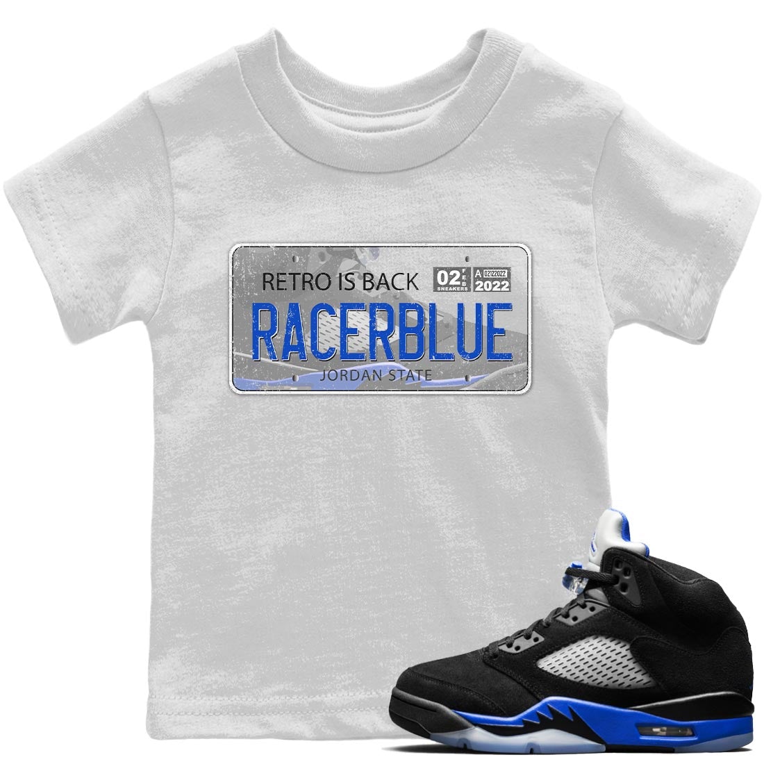 Jordan Plate Kids Tops - Air Jordan 5 Racer Blue