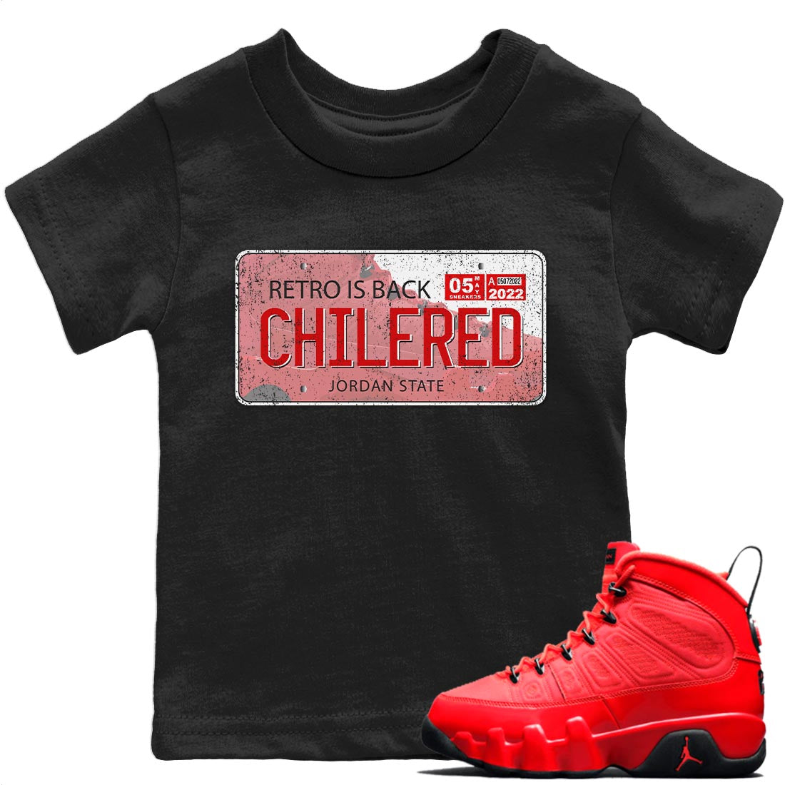 Jordan Plate Kids Tops - Air Jordan 9 Chile Red