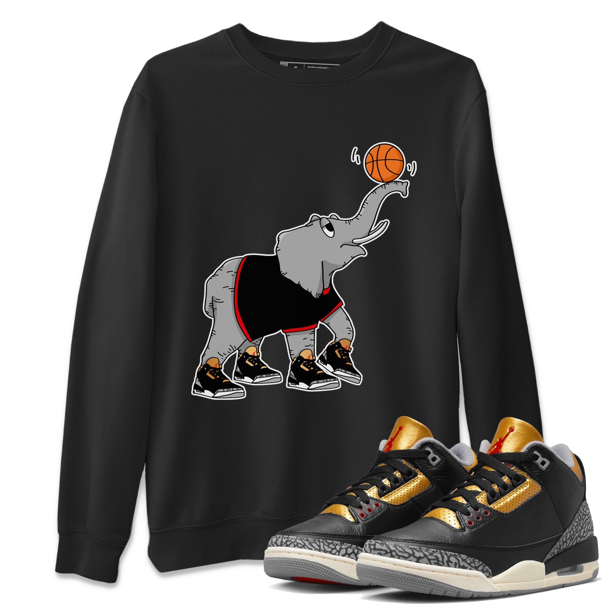 Juggling Elephant Unisex Tops - Air Jordan 3 Black Gold