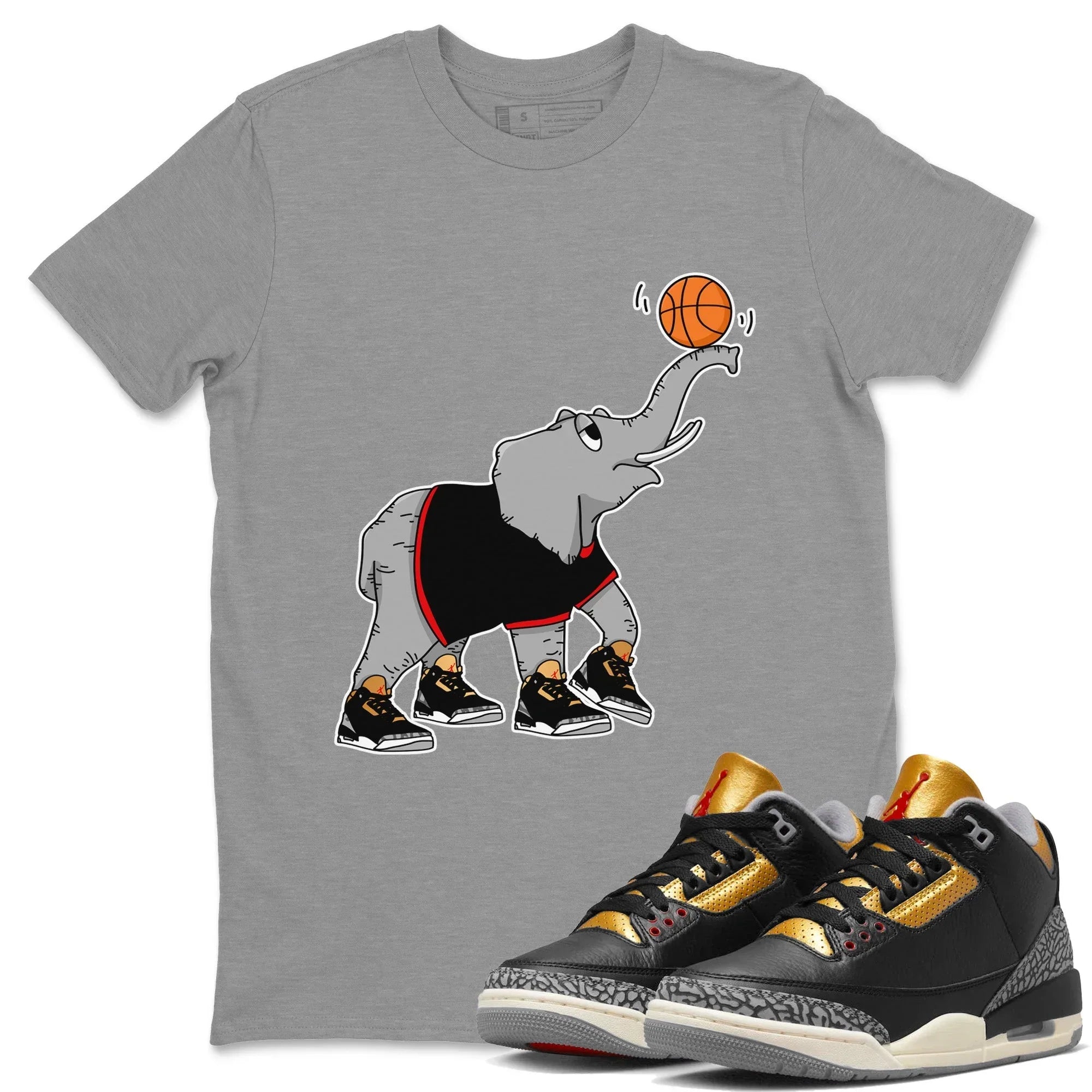 Juggling Elephant Unisex Tops - Air Jordan 3 Black Gold