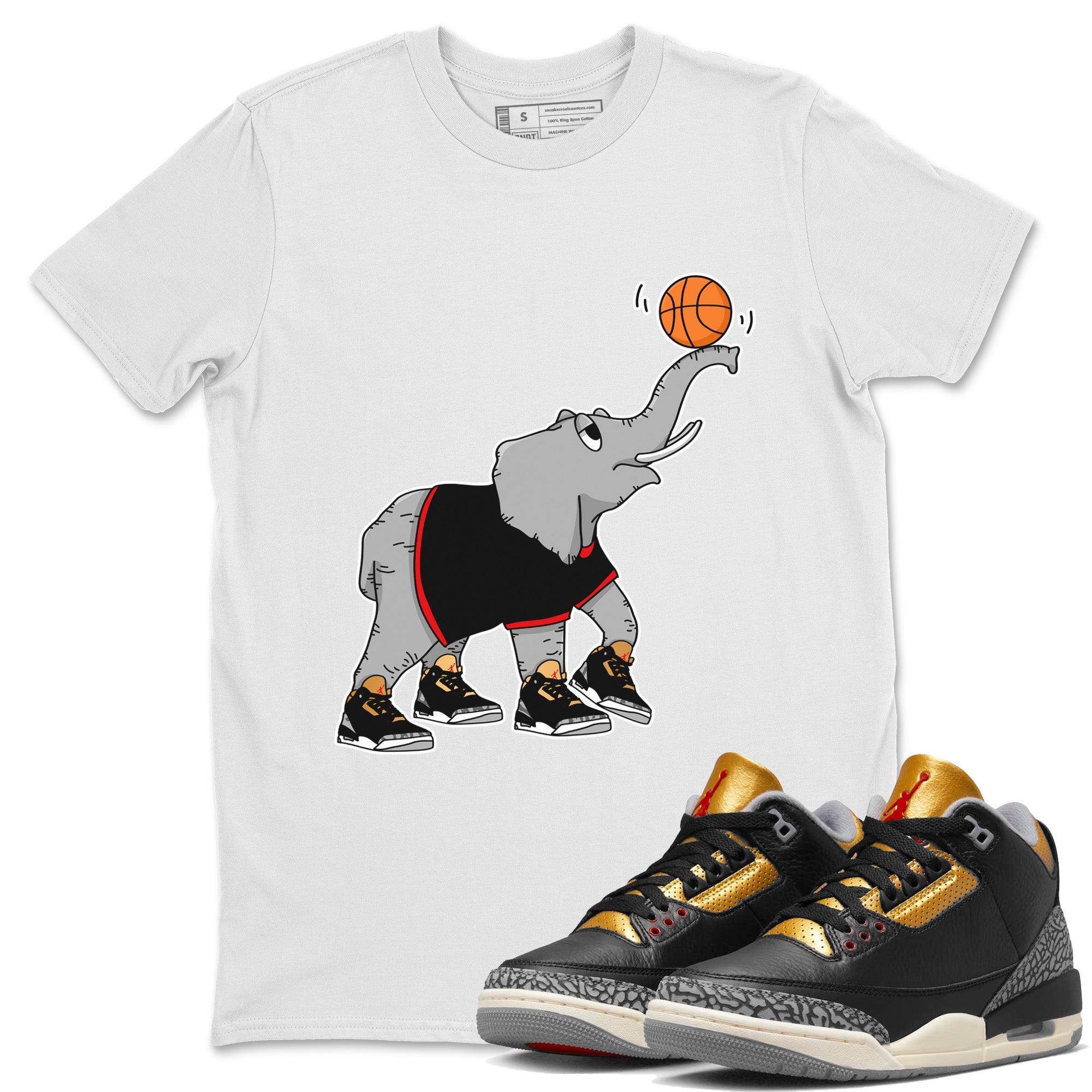 Juggling Elephant Unisex Tops - Air Jordan 3 Black Gold