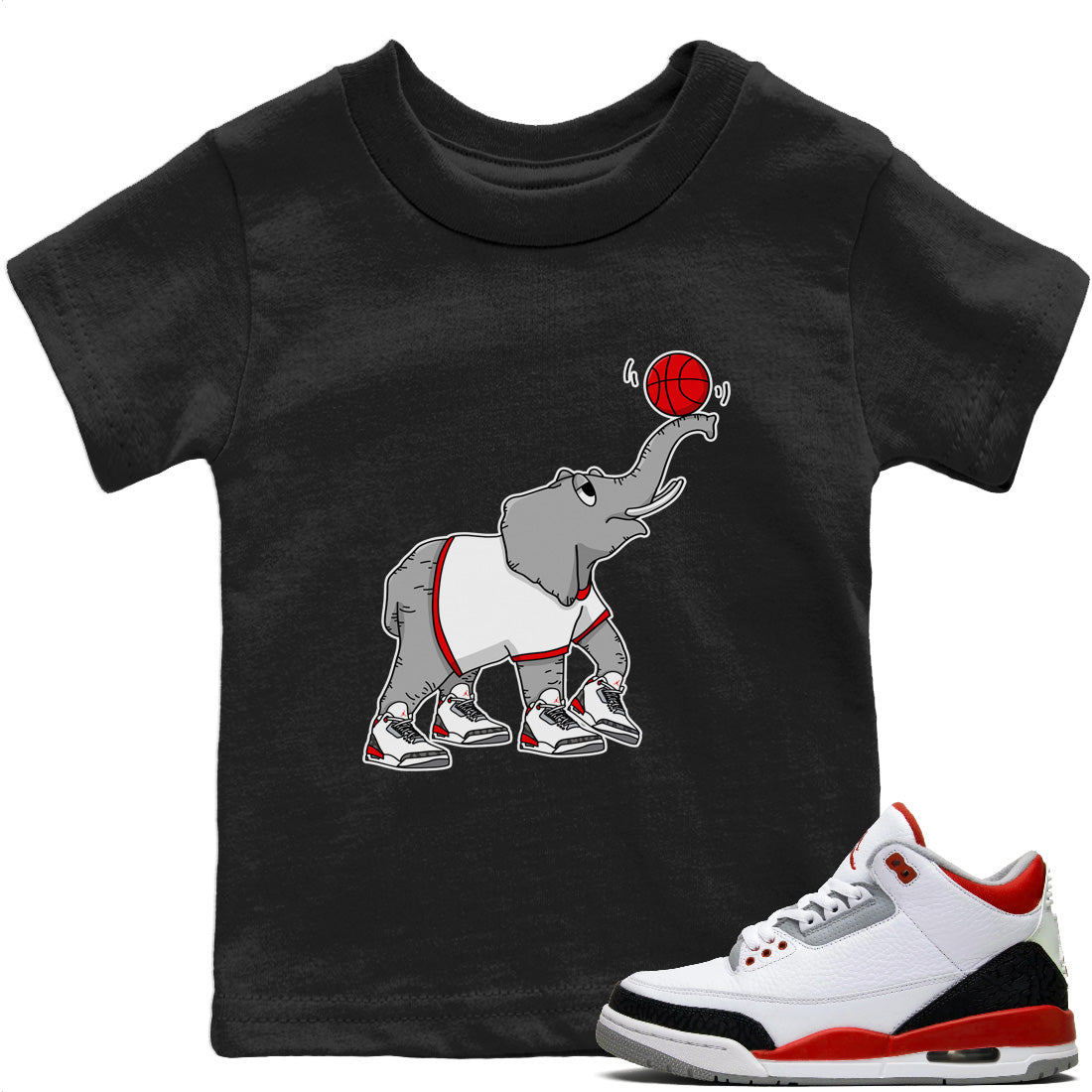 Juggling Elephant Kids Tops - Air Jordan 3 Fire Red