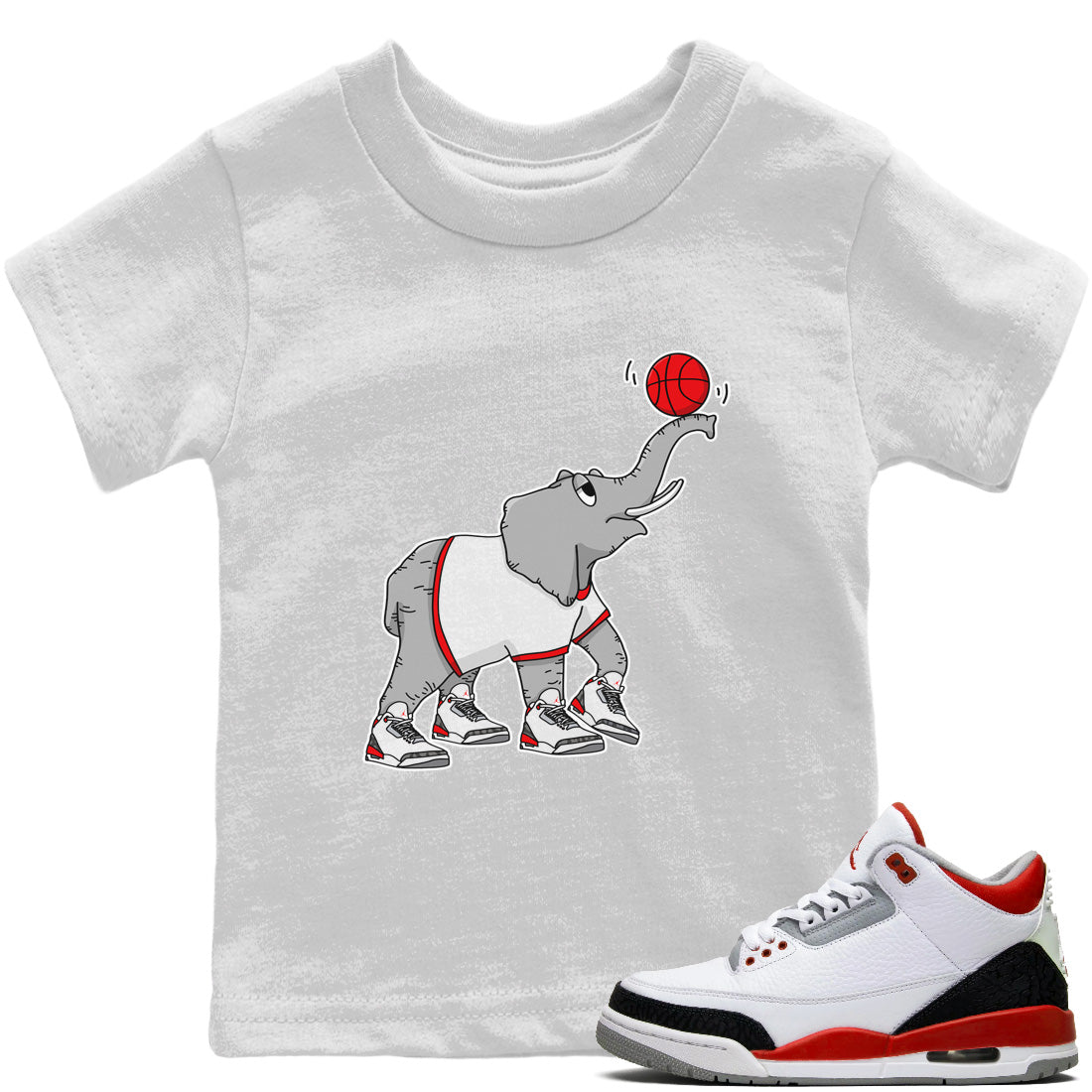 Juggling Elephant Kids Tops - Air Jordan 3 Fire Red