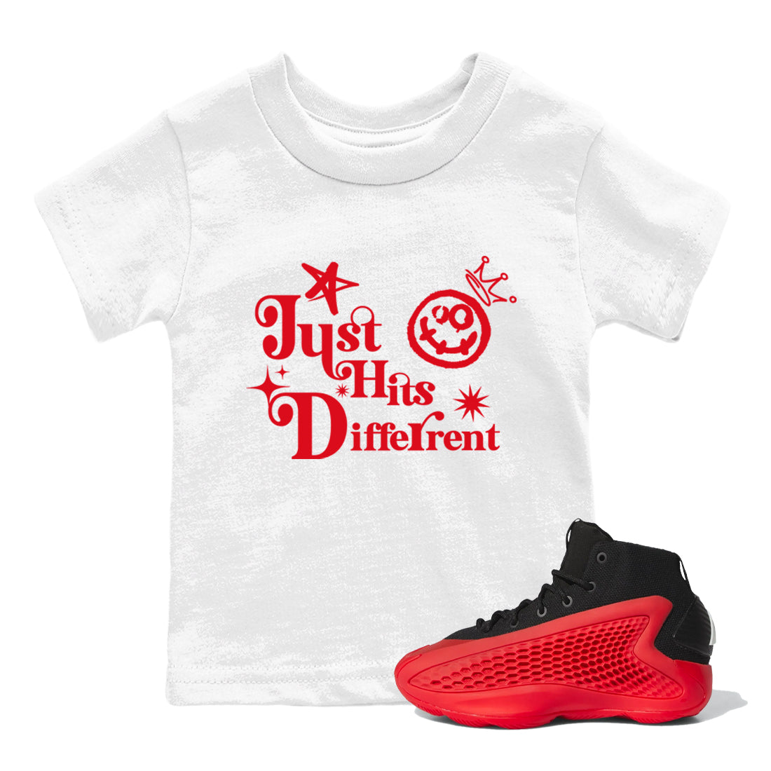 Just Hits Different snkmatch Tees Kids - AE 1 Bred