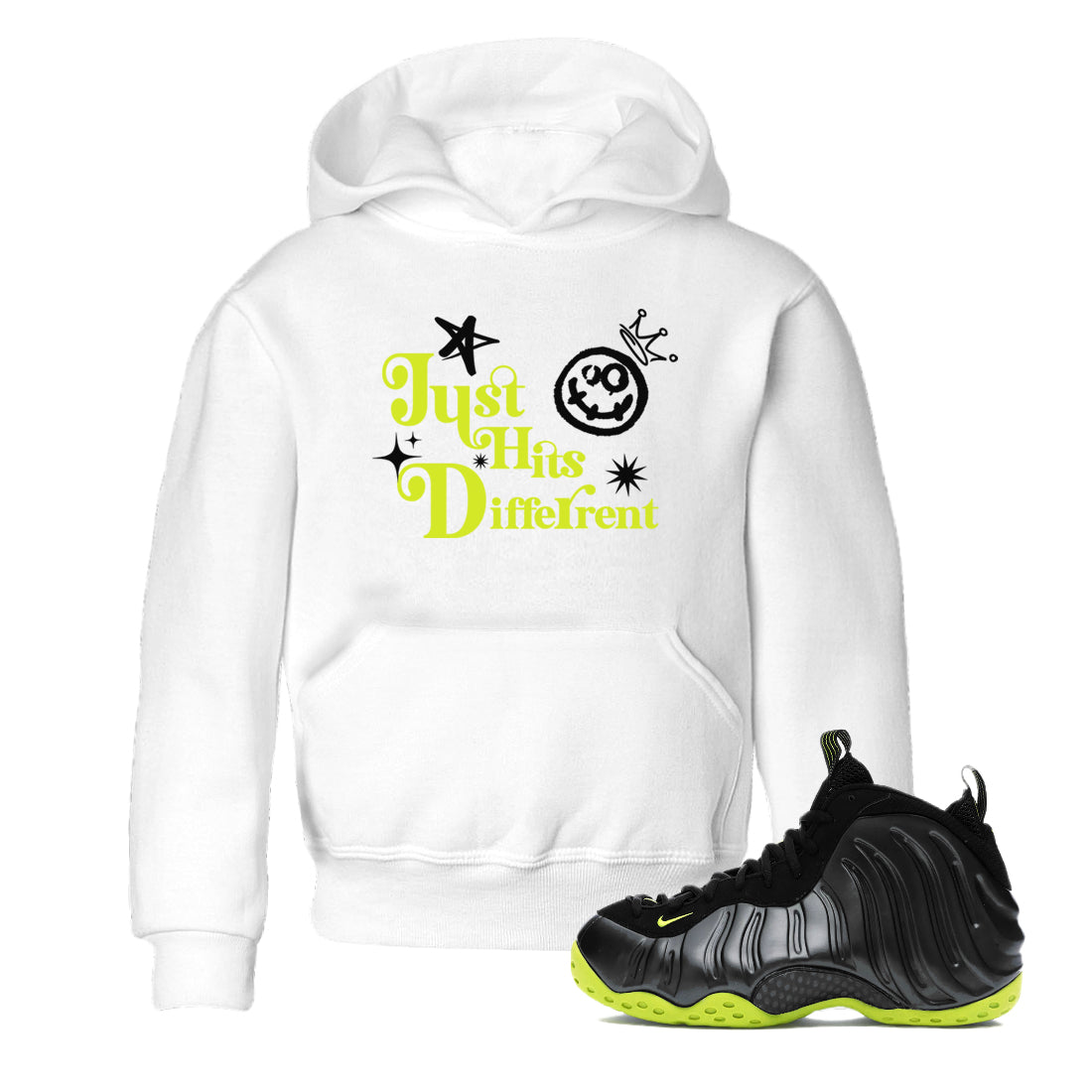 Just Hits Different snkmatch Tees Kids - Air Foamposite One Black Volt