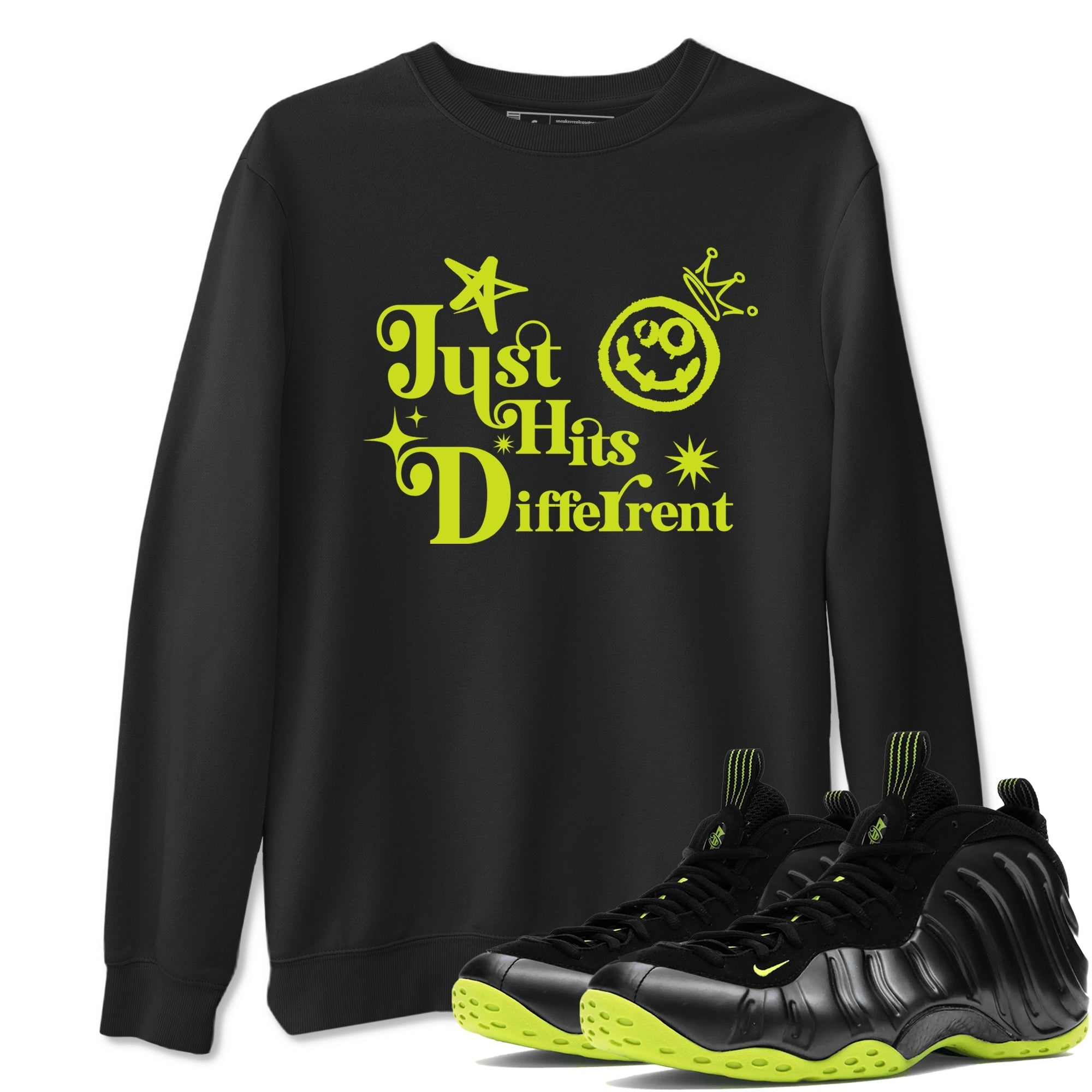 Just Hits Different snkmatch Tees - Air Foamposite One Black Volt