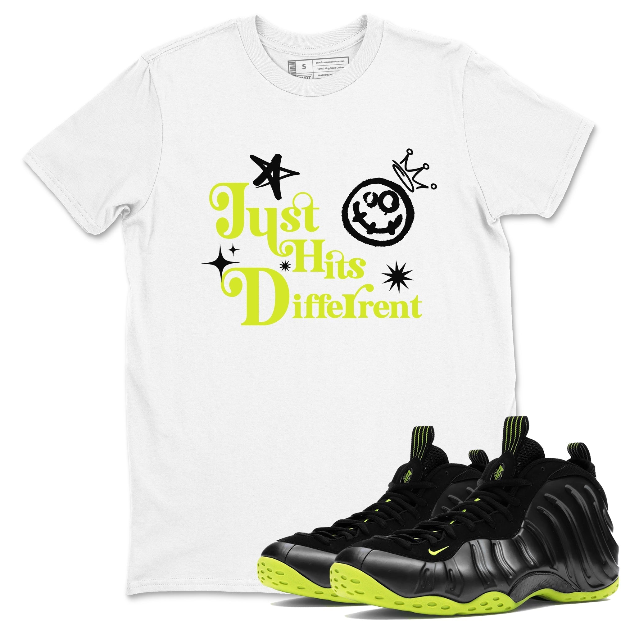 Just Hits Different snkmatch Tees - Air Foamposite One Black Volt