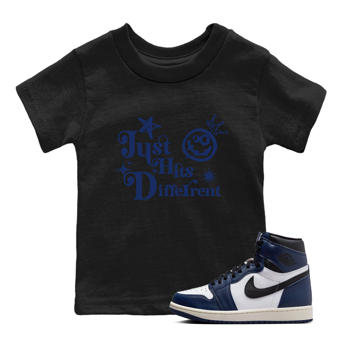 Just Hits Different snkmatch Tees Kids - Air Jordan 1 Midnight Navy