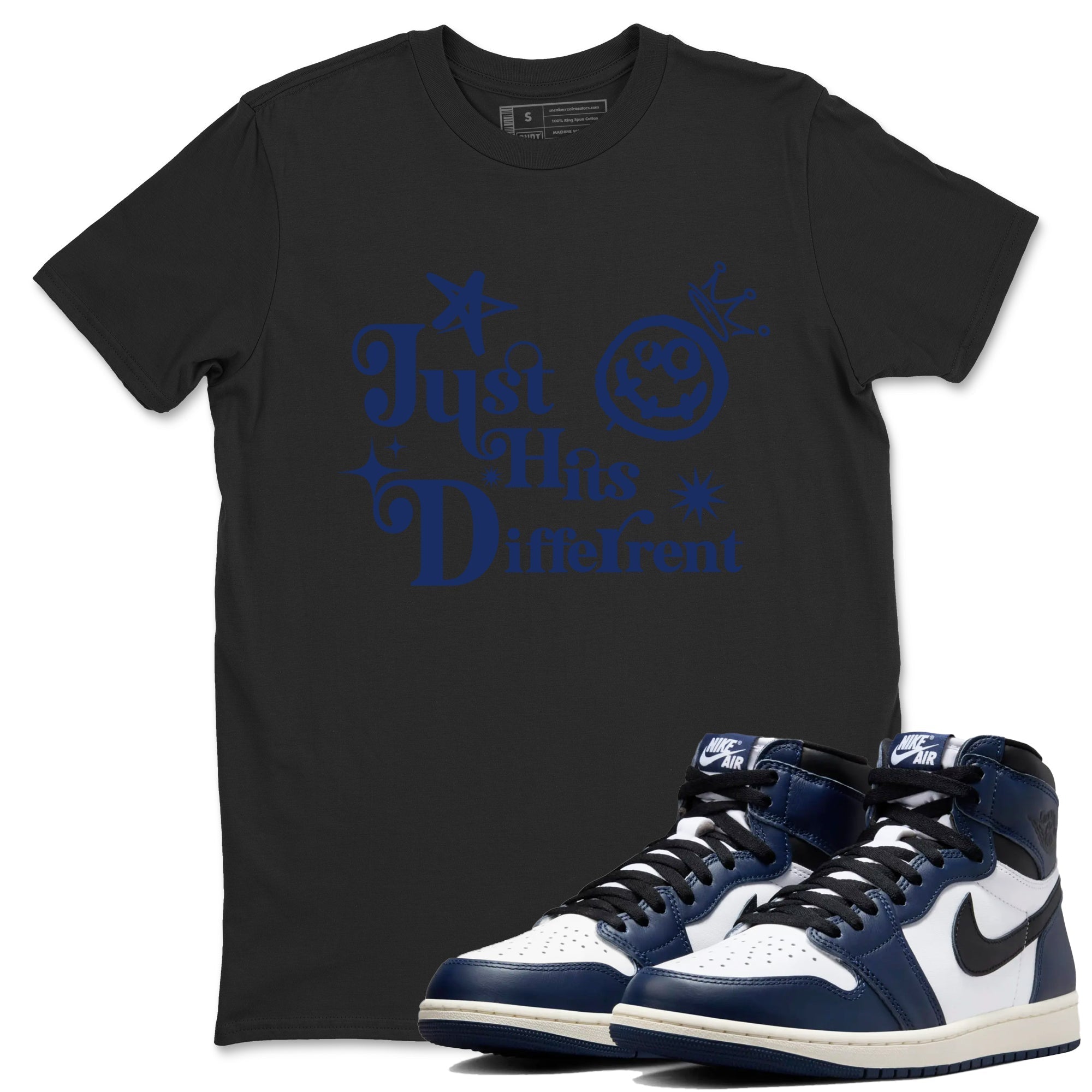 Just Hits Different snkmatch Tees - Air Jordan 1 Midnight Navy