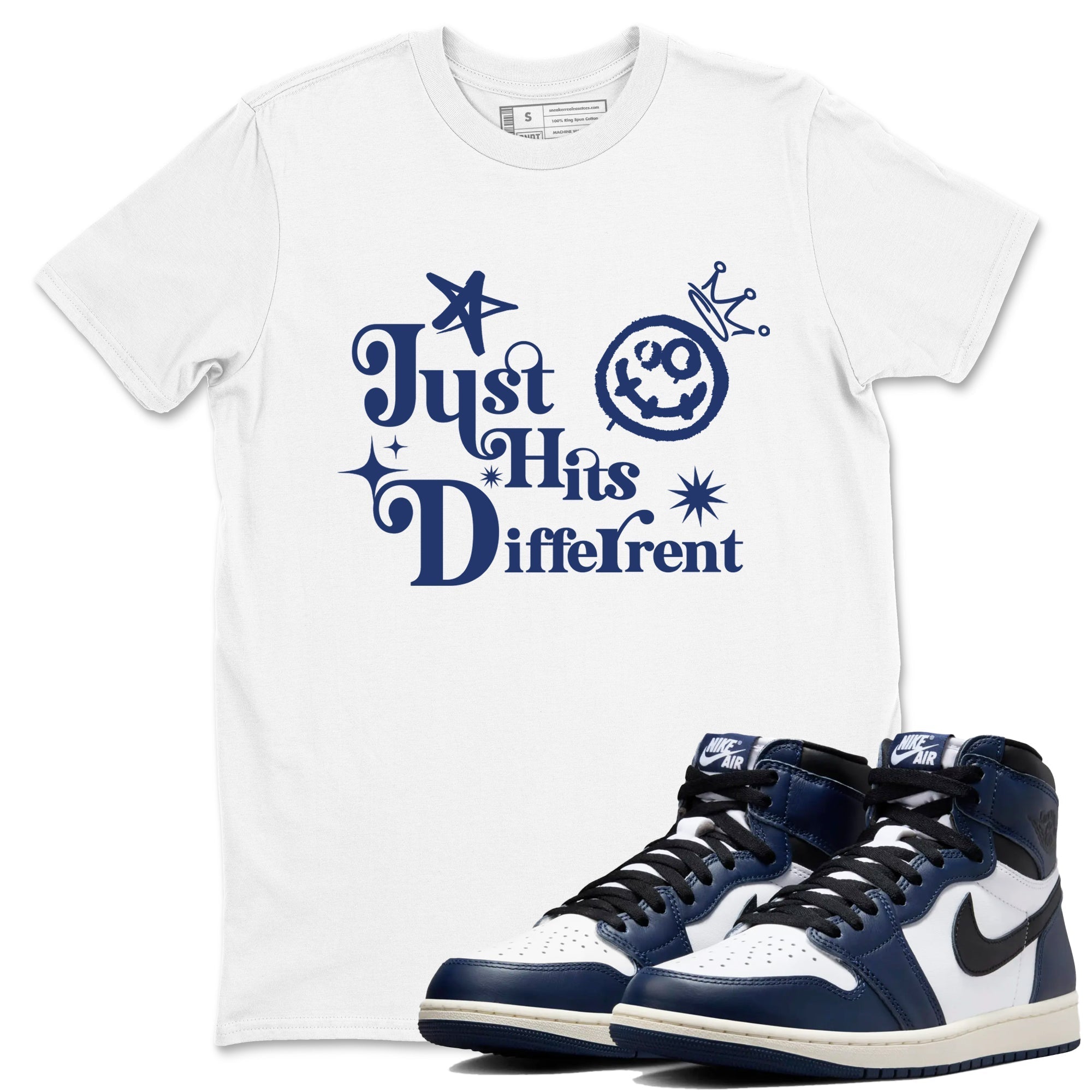 Just Hits Different snkmatch Tees - Air Jordan 1 Midnight Navy