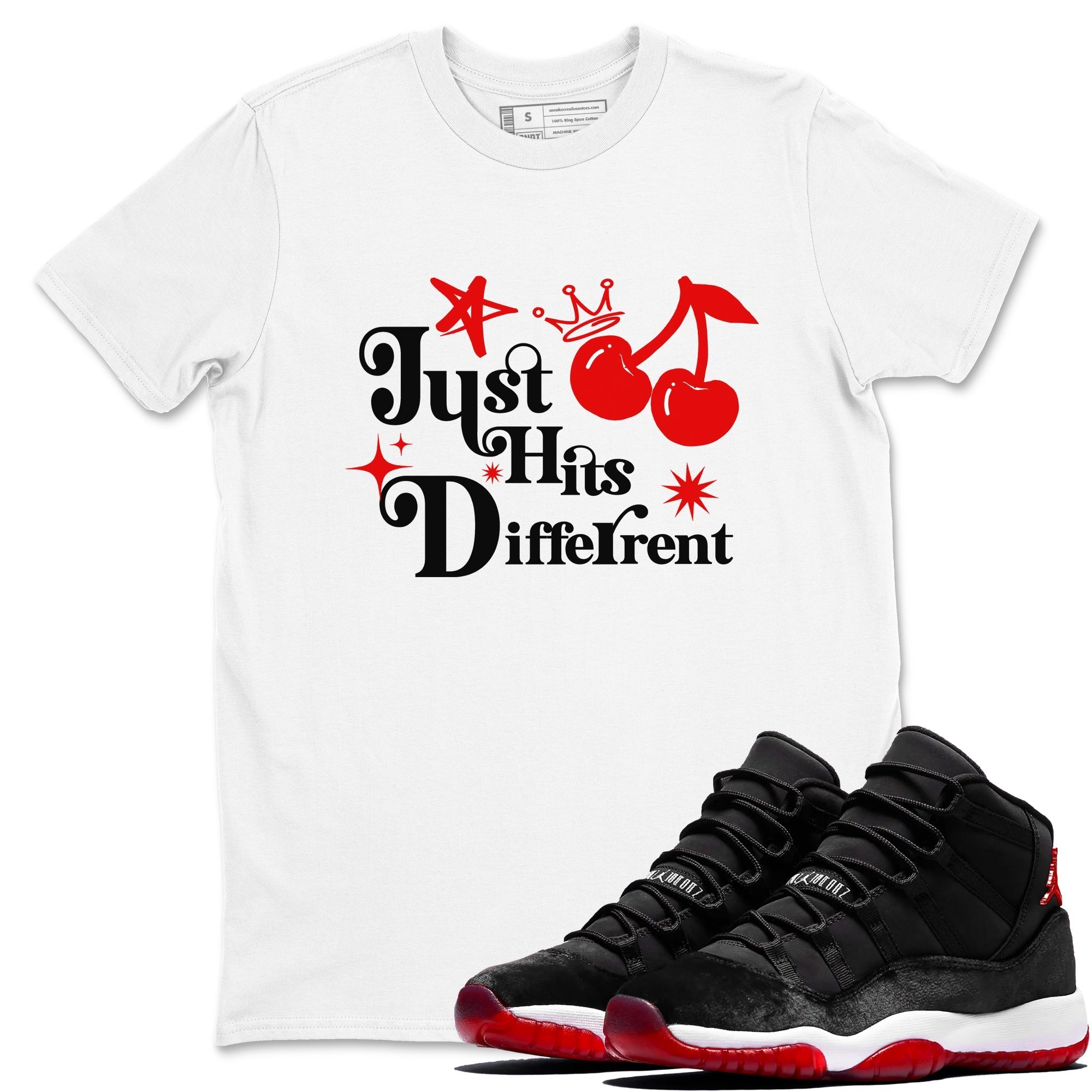 Just Hits Different snkmatch Tees - Air Jordan 11 Bred Velvet