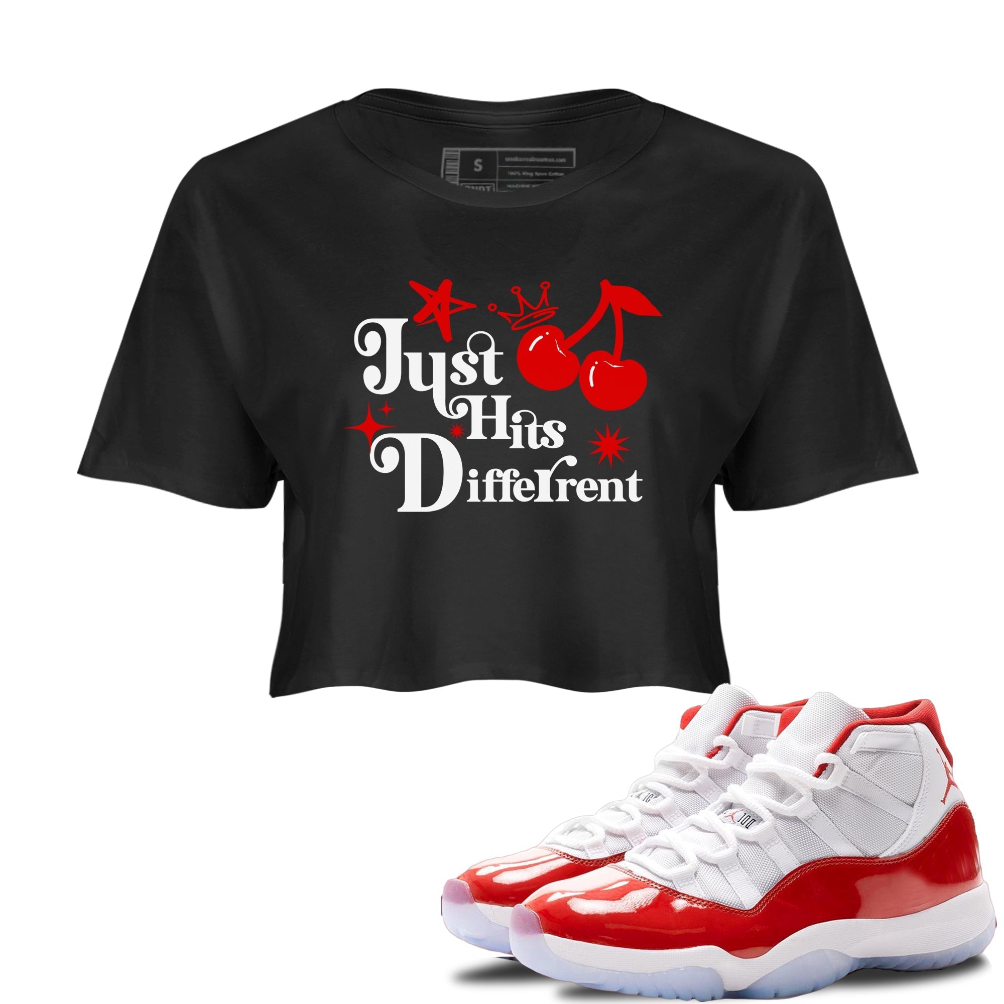 Just Hits Different snkmatch Women's Top - Air Jordan 11 Cherry