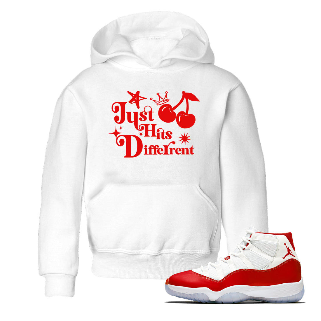 Just Hits Different snkmatch Tees Kids - Air Jordan 11 Cherry