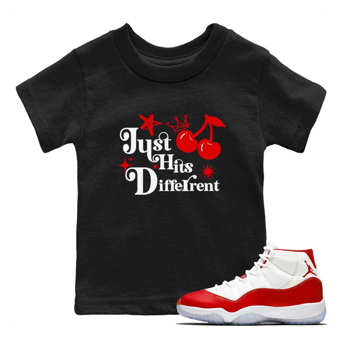 Just Hits Different snkmatch Tees Kids - Air Jordan 11 Cherry