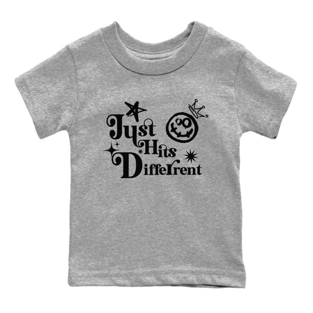 Just Hits Different snkmatch Tees Kids - Air Jordan 12 Black Wolf Grey