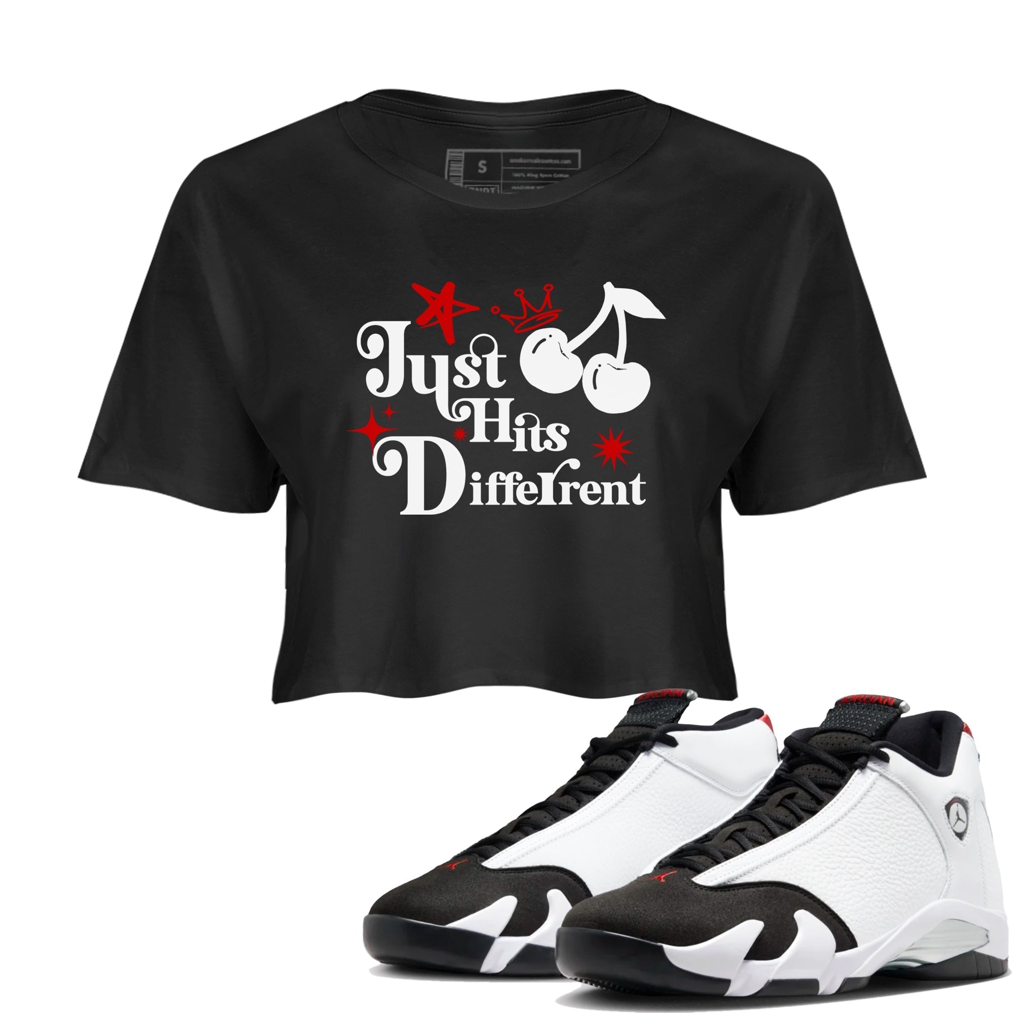 Just Hits Different snkmatch Women's Top - Air Jordan 14 Black Toe