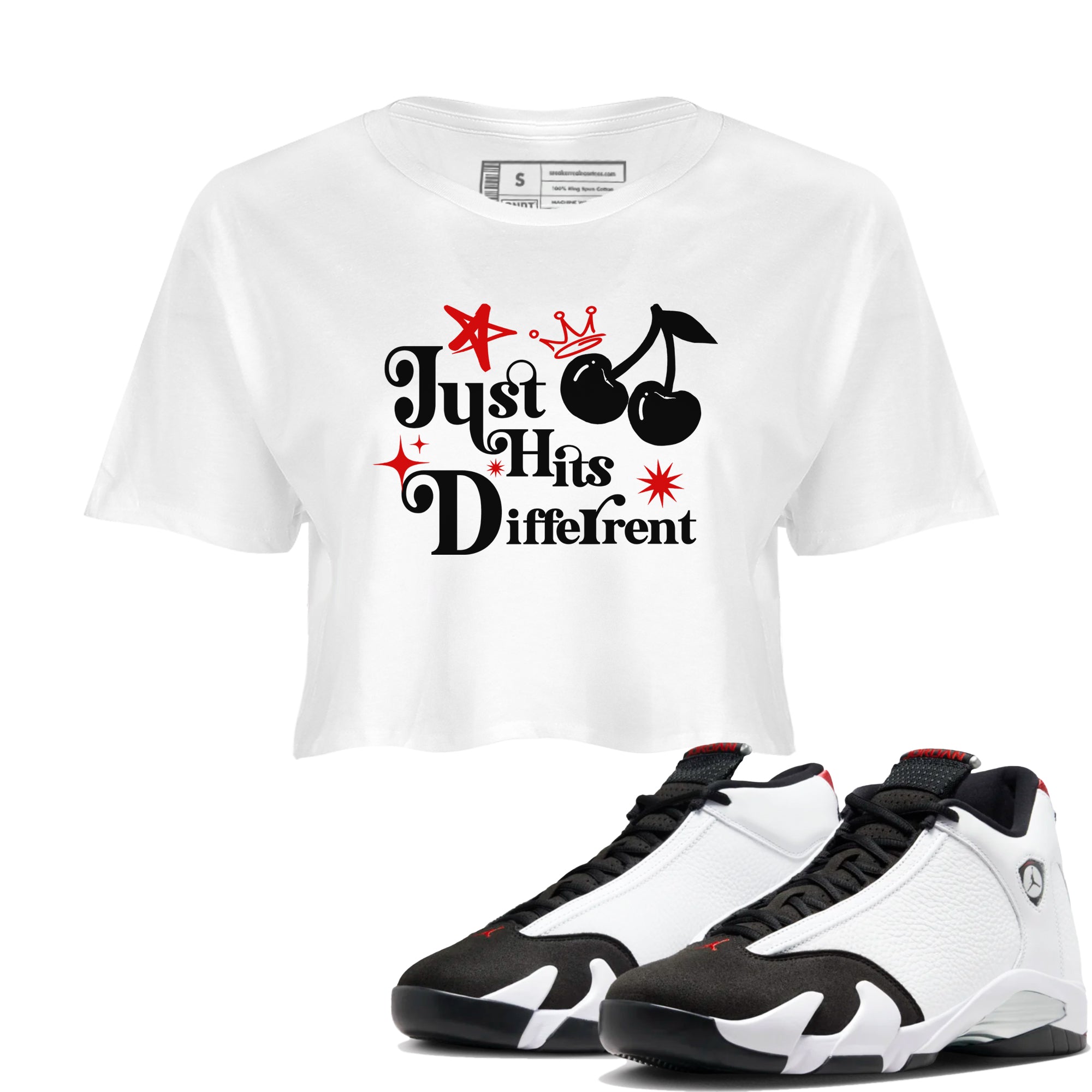 Just Hits Different snkmatch Women's Top - Air Jordan 14 Black Toe